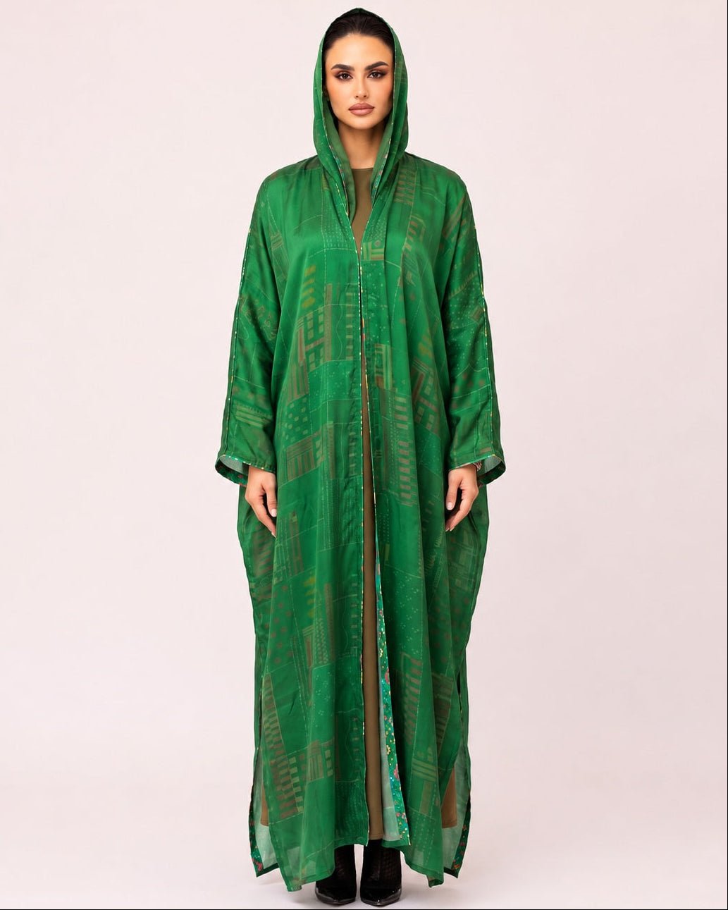 DSC26-017 – Green Chiffon Abaya - ALDUKAN - MIRA Y MANO