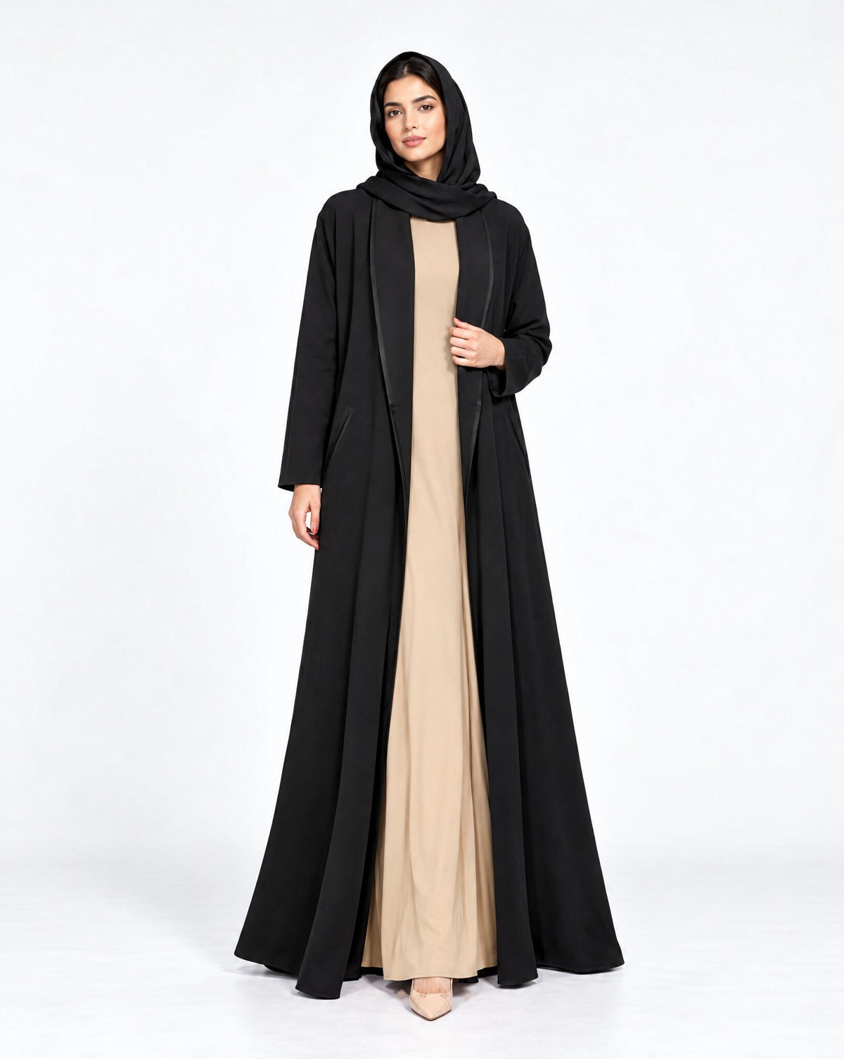 AF Coat – Black Crepe Abaya - MIRA Y MANO