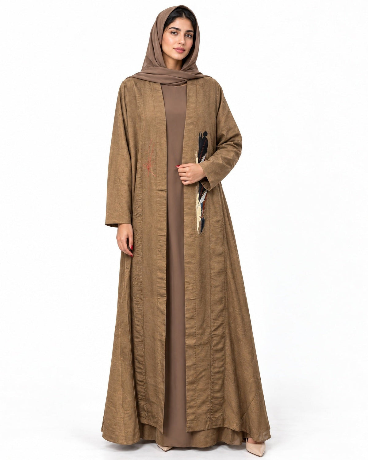 Aliya2 Camel Brown Abaya Set - MIRA Y MANO