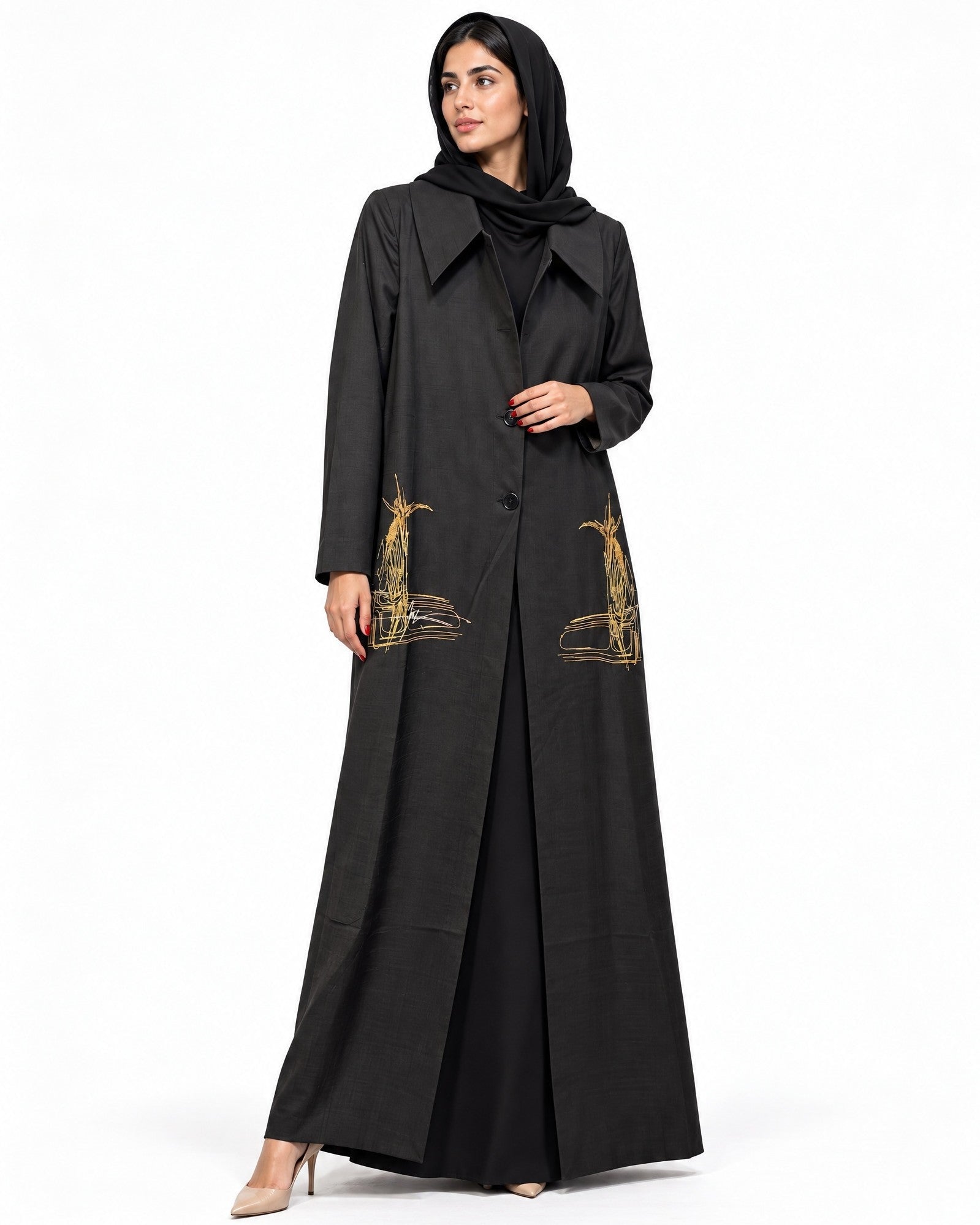 AMJAD ABAYA COAT - AMBER FEROZ - MIRA Y MANO