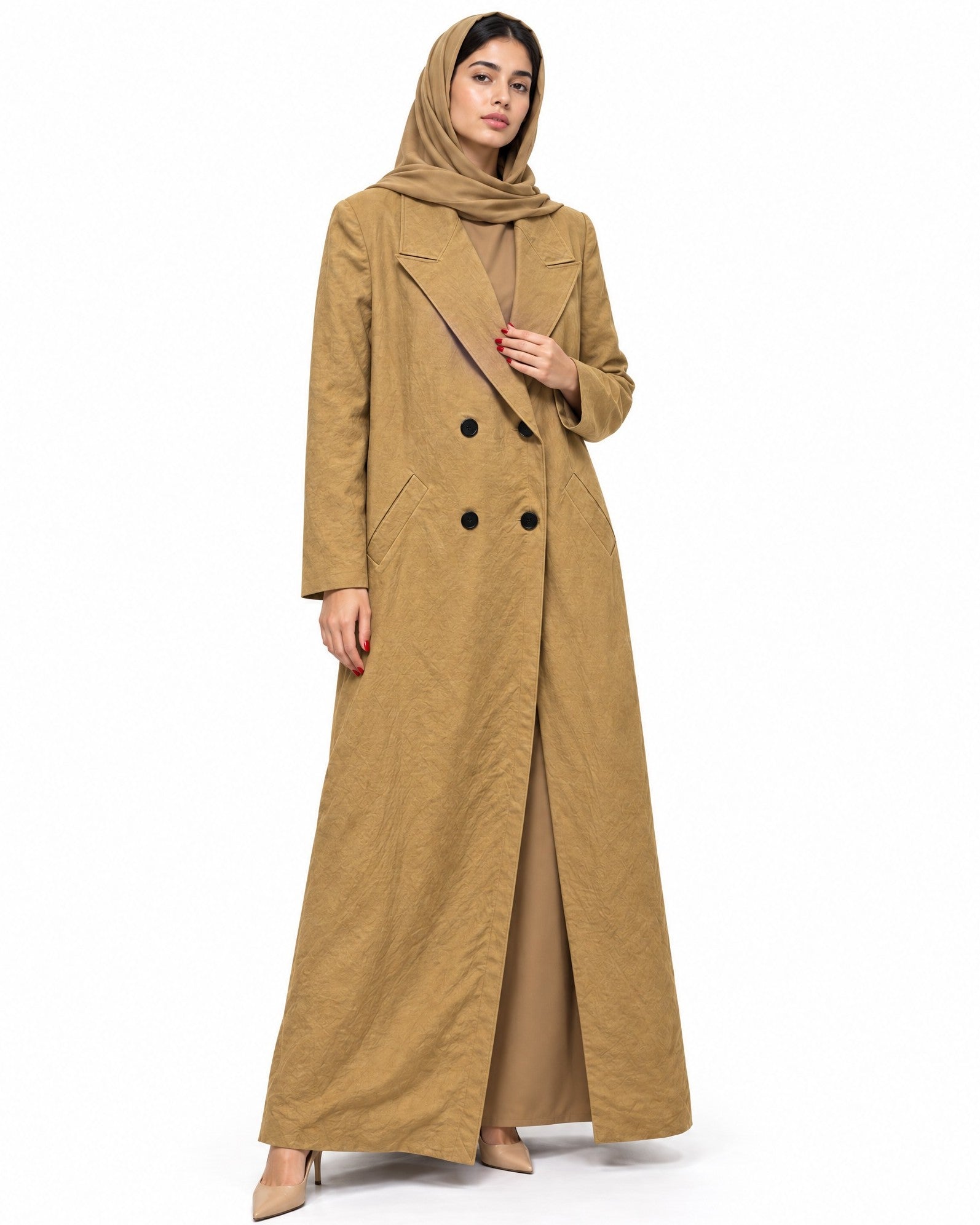 CML-HTLR TRENCH ABAYA COAT - AMBER FEROZ - MIRA Y MANO