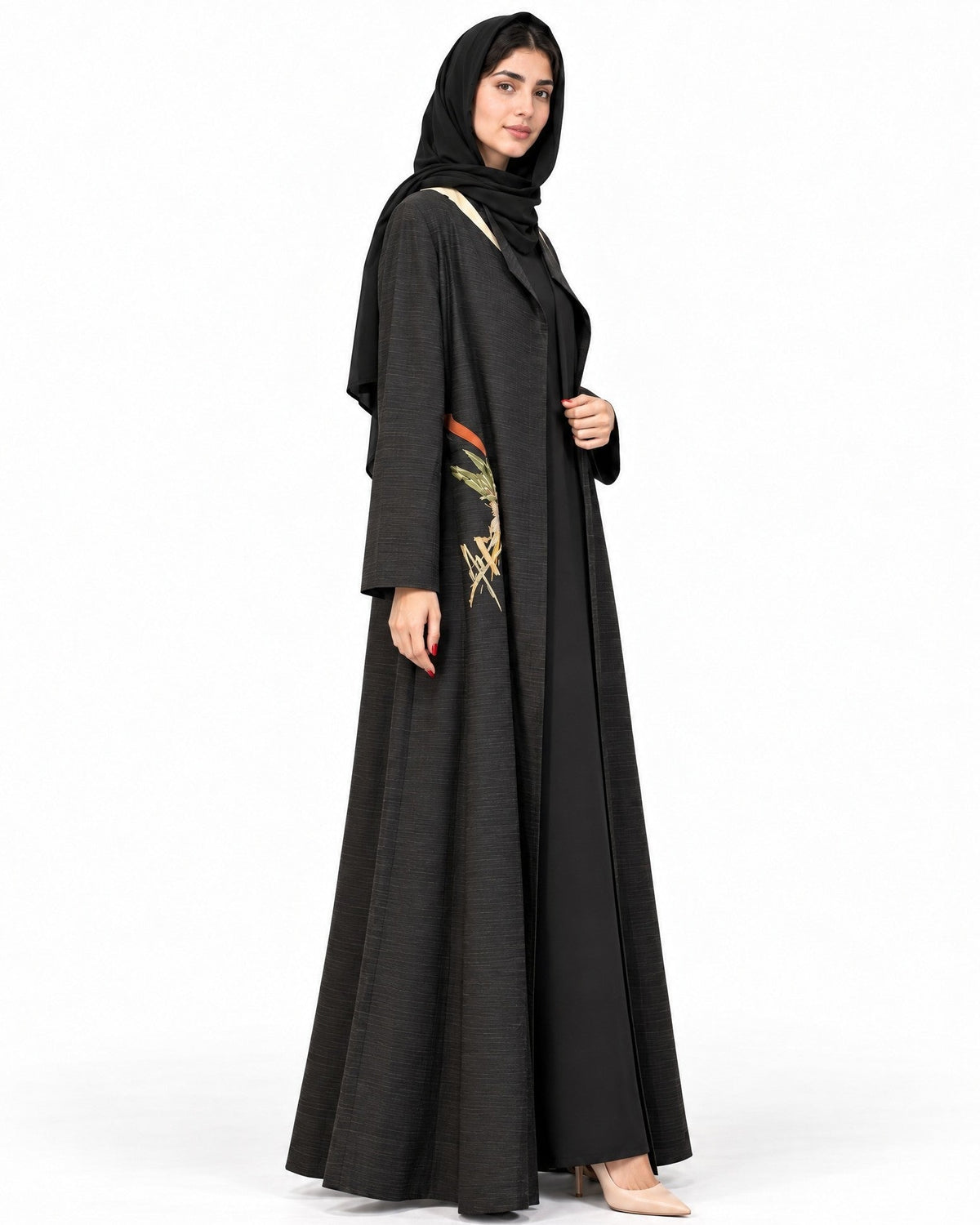 SNM - Black Jacquard Abaya - AMBER FEROZ - MIRA Y MANO