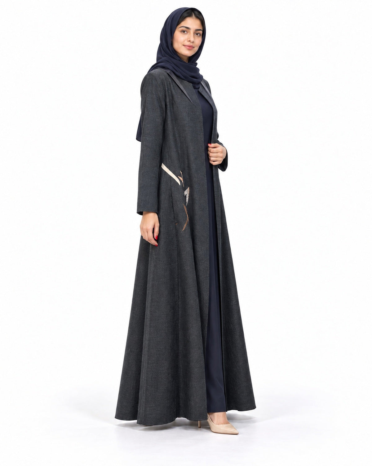 SNM - Navy Linen Abaya - AMBER FEROZ - MIRA Y MANO