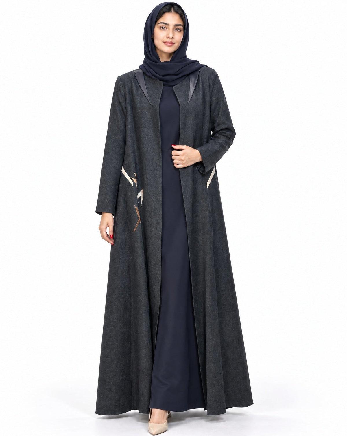 SNM - Navy Linen Abaya - AMBER FEROZ - MIRA Y MANO