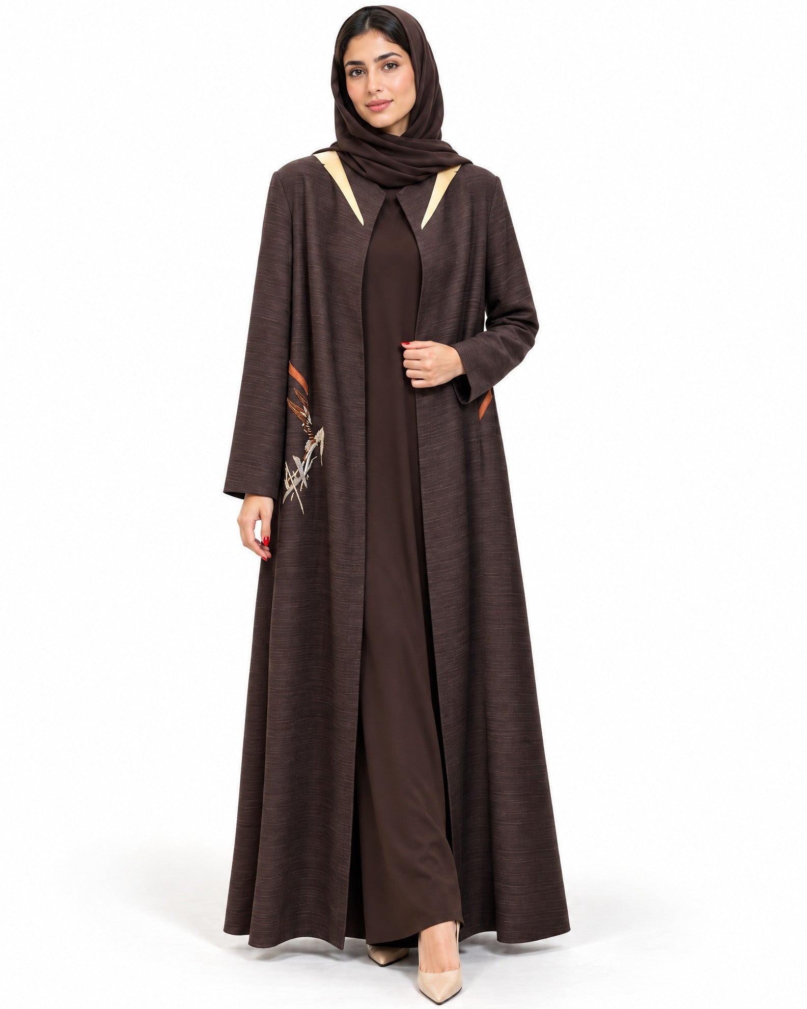 SNM - Plum Jacquard Abaya - AMBER FEROZ - MIRA Y MANO