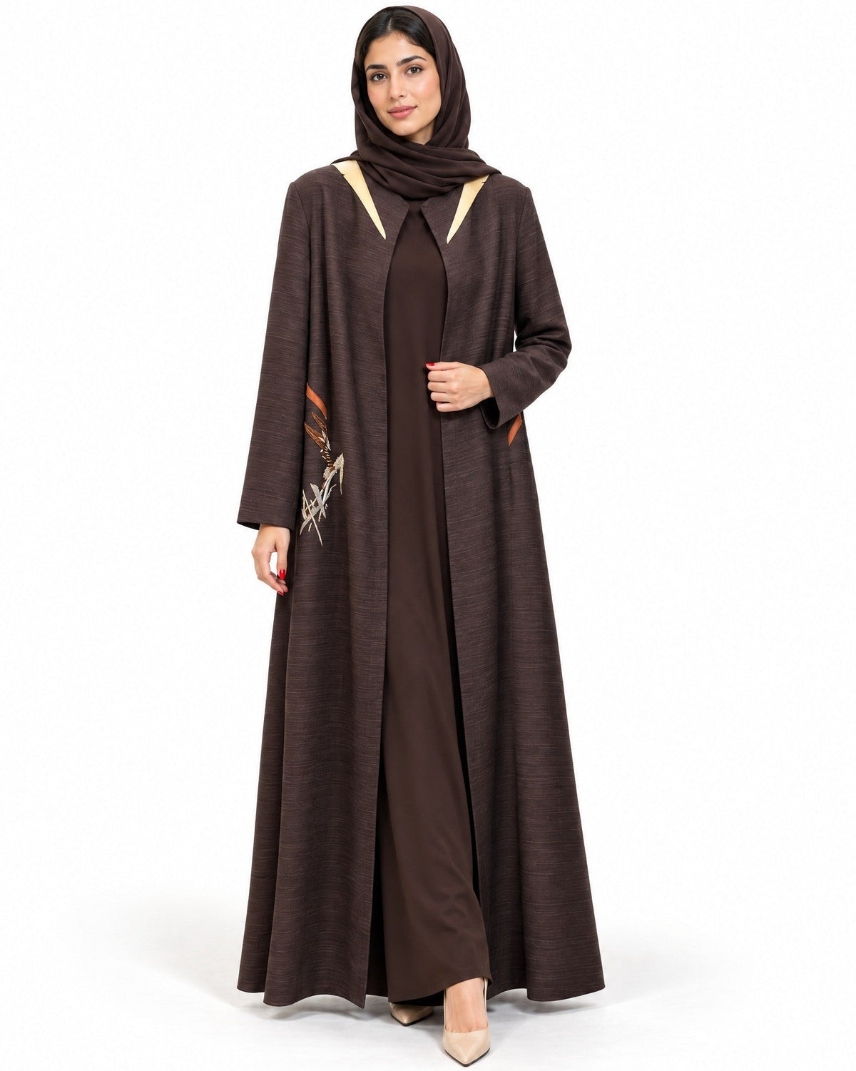 SNM - Plum Jacquard Abaya - MIRA Y MANO