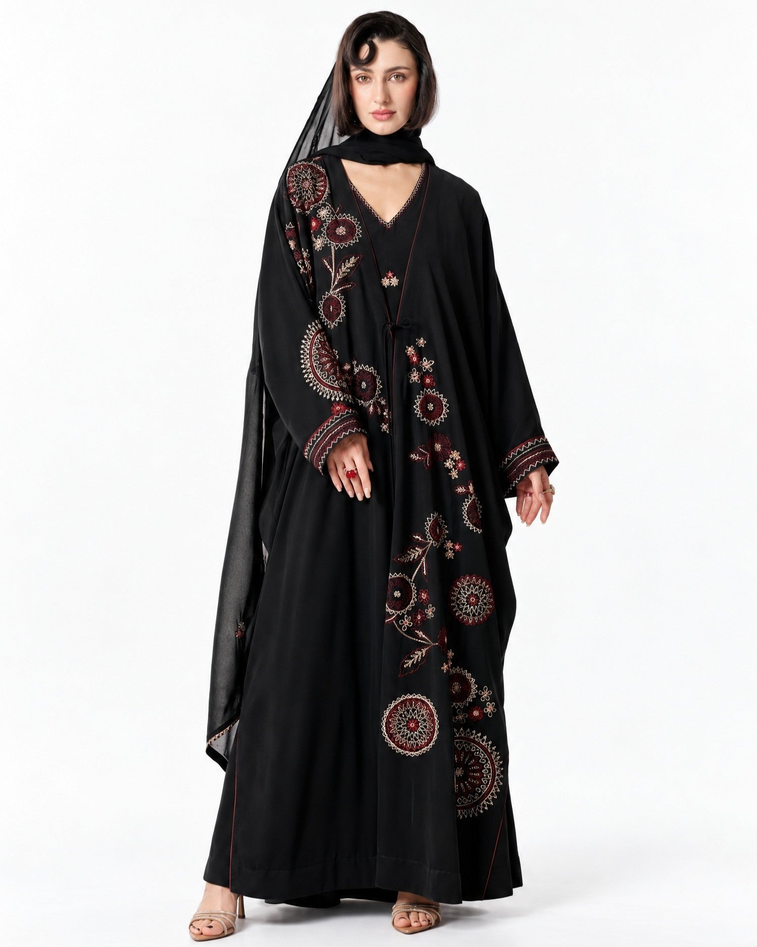 NEW-2 – Black Crepe Abaya Set - AMORE MIO BY HITU - MIRA Y MANO