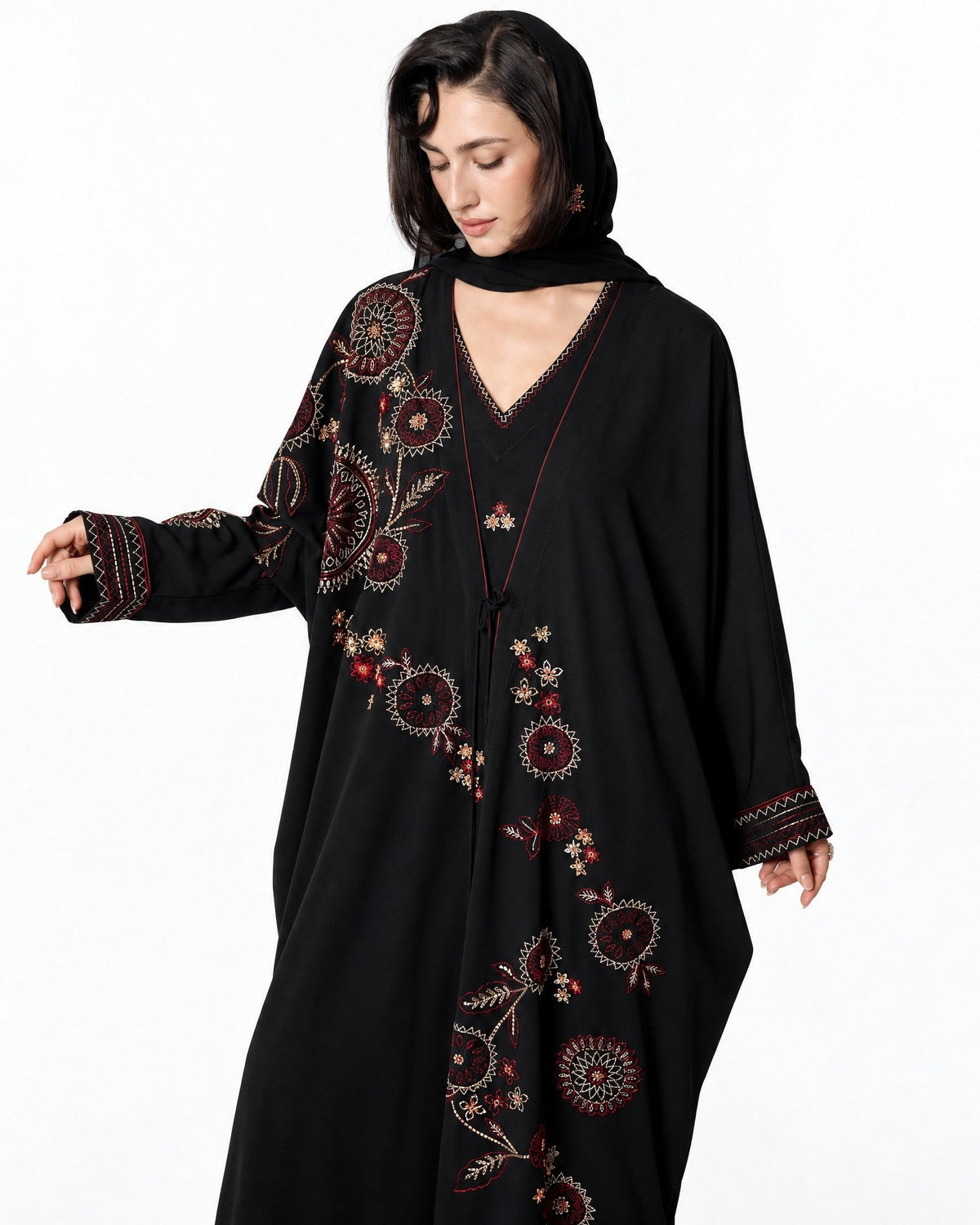 NEW-2 – Black Crepe Abaya Set - AMORE MIO BY HITU - MIRA Y MANO