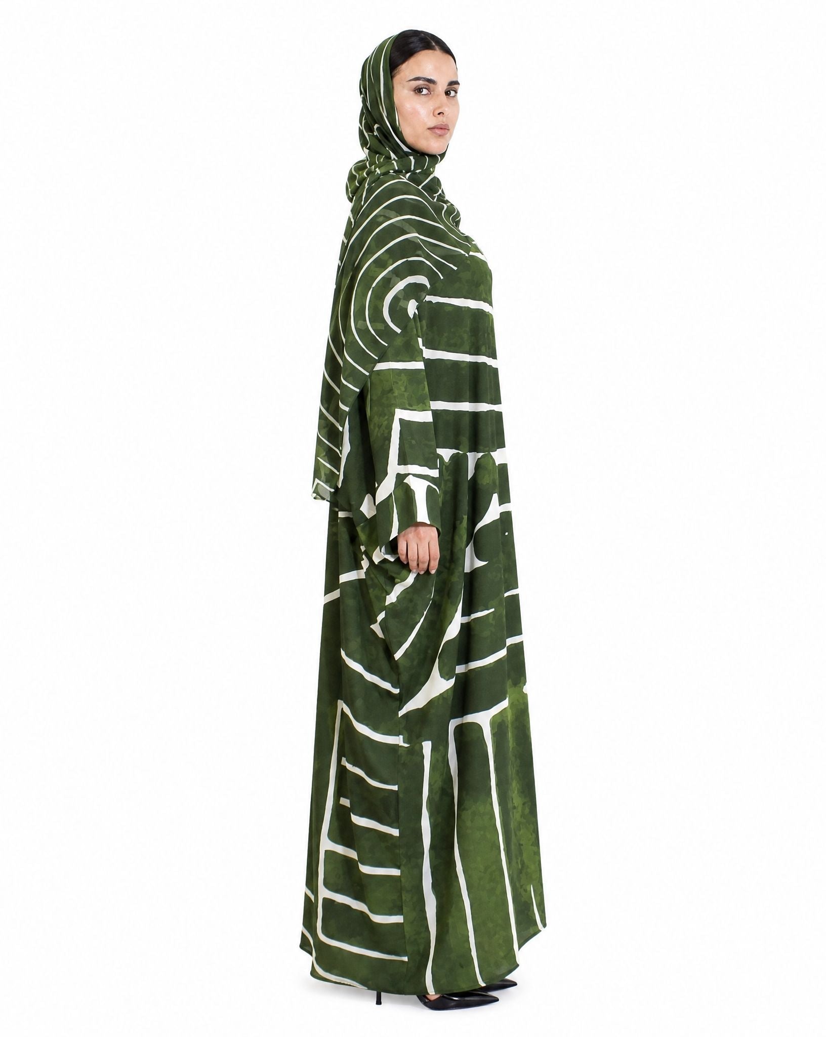 CHIFFON GRASS PRINT ABAYA - ASDAF LINE - MIRA Y MANO