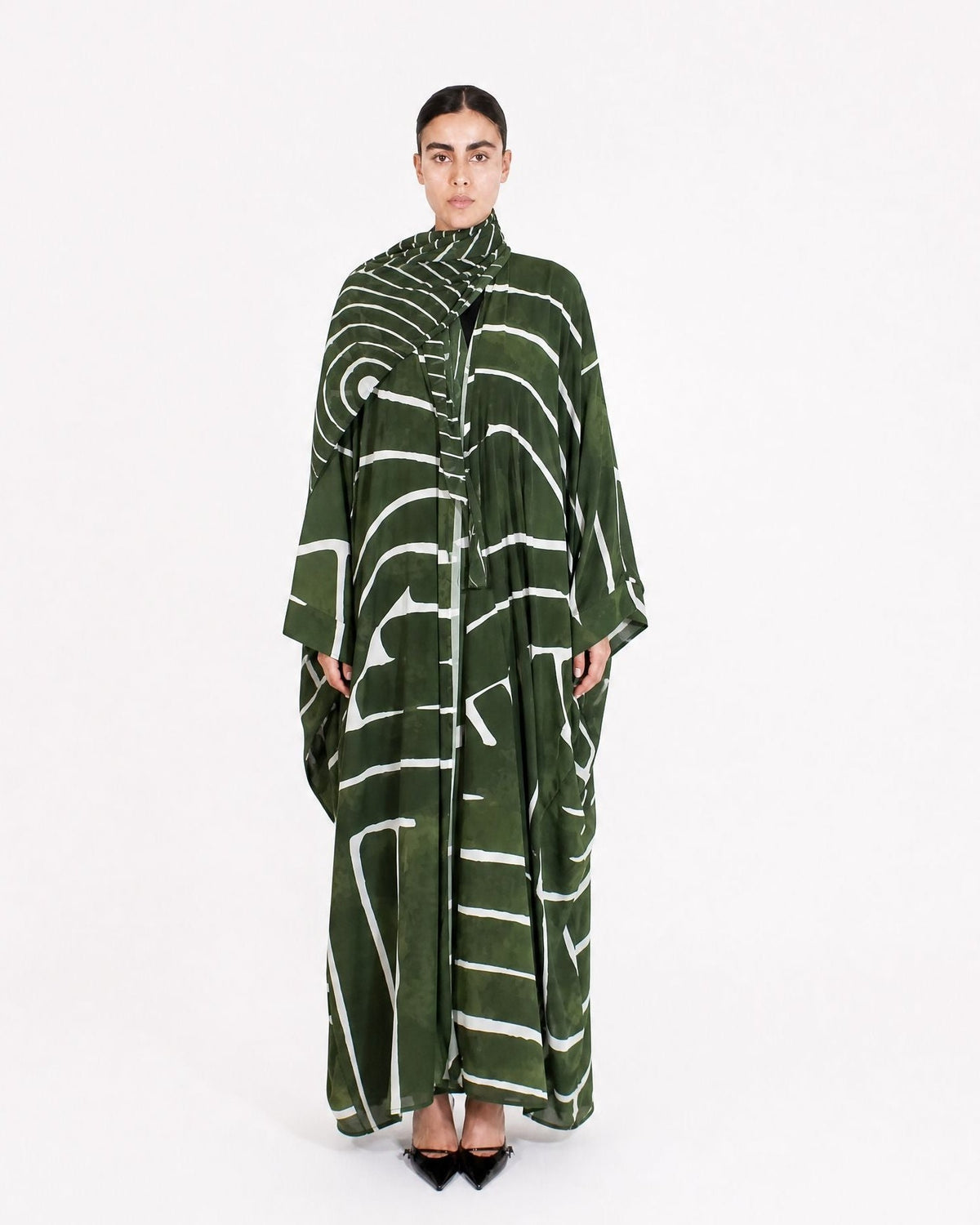 Chiffon Grass Print – Green Chiffon Abaya – Product image 1