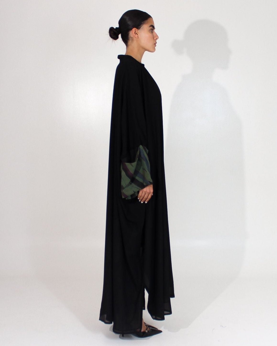 LINED CHIFFON OLIVE ABAYA - ASDAF LINE - MIRA Y MANO
