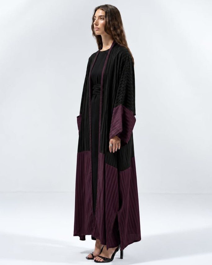 Striped Black – عباية كريب سوداء – صورة المنتج 2