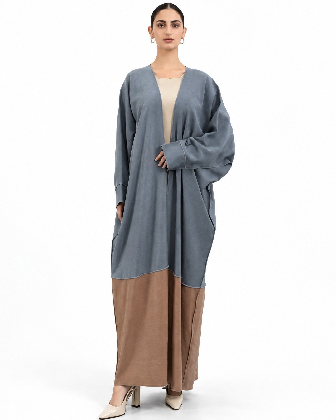 A26-02 - Sky Blue Washed Silk Abaya - ASL - MIRA Y MANO