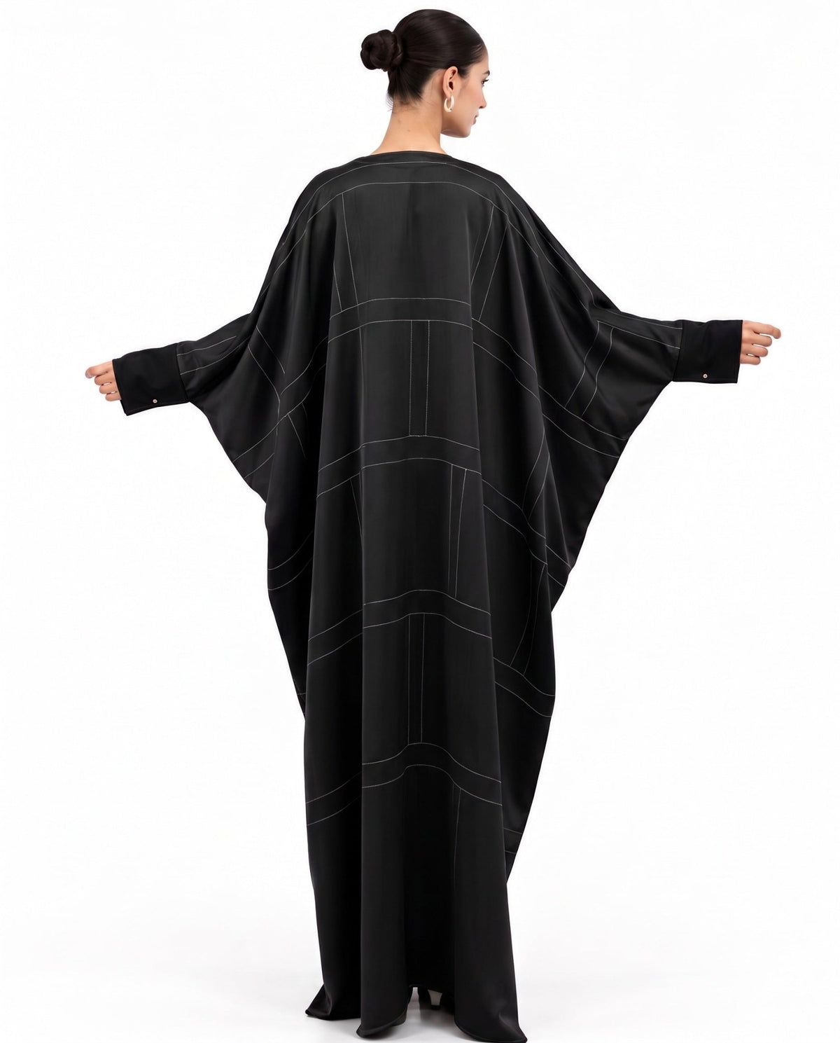 A26-25B - Black Silk Abaya - ASL - MIRA Y MANO