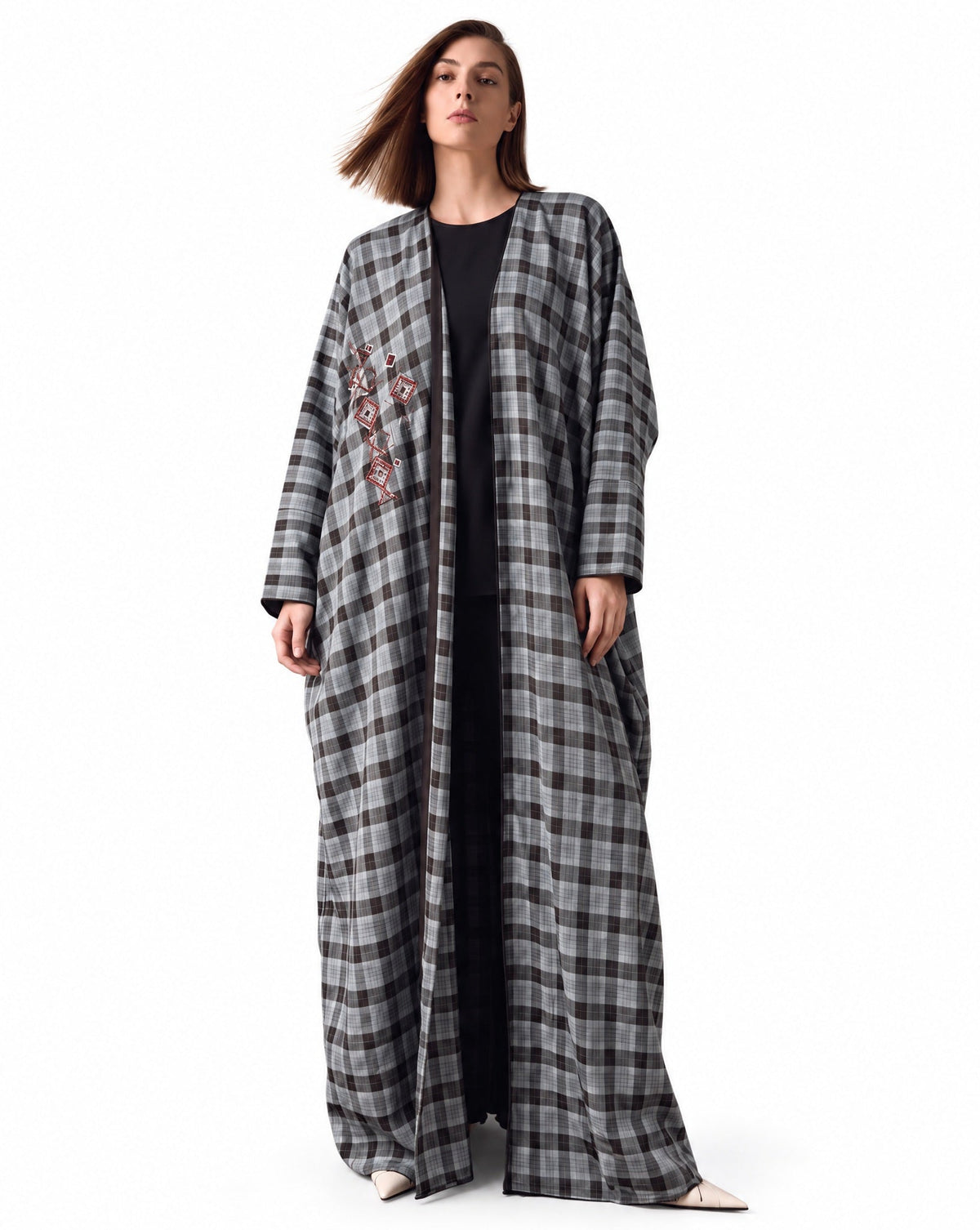 A26-32 Light Gray Cotton Abaya - MIRA Y MANO
