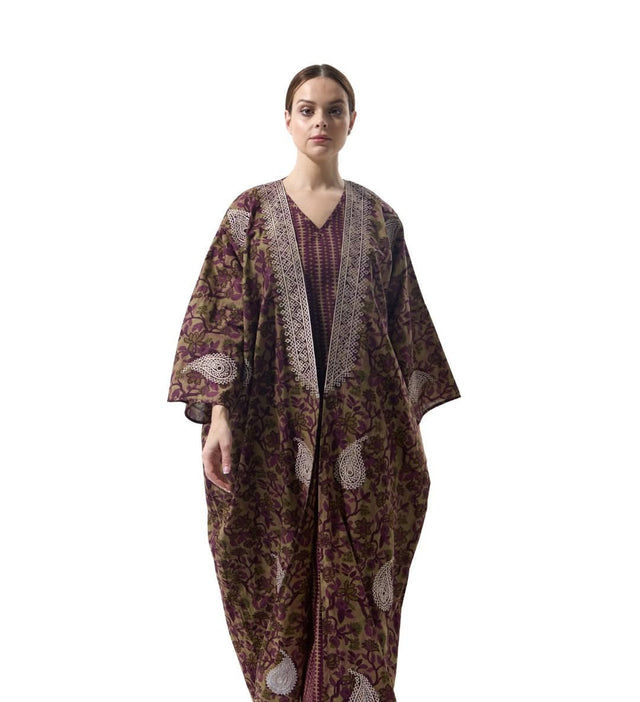 RE25J02C - MAROON ABAYA SET - BAIT ALDANTELLE - MIRA Y MANO