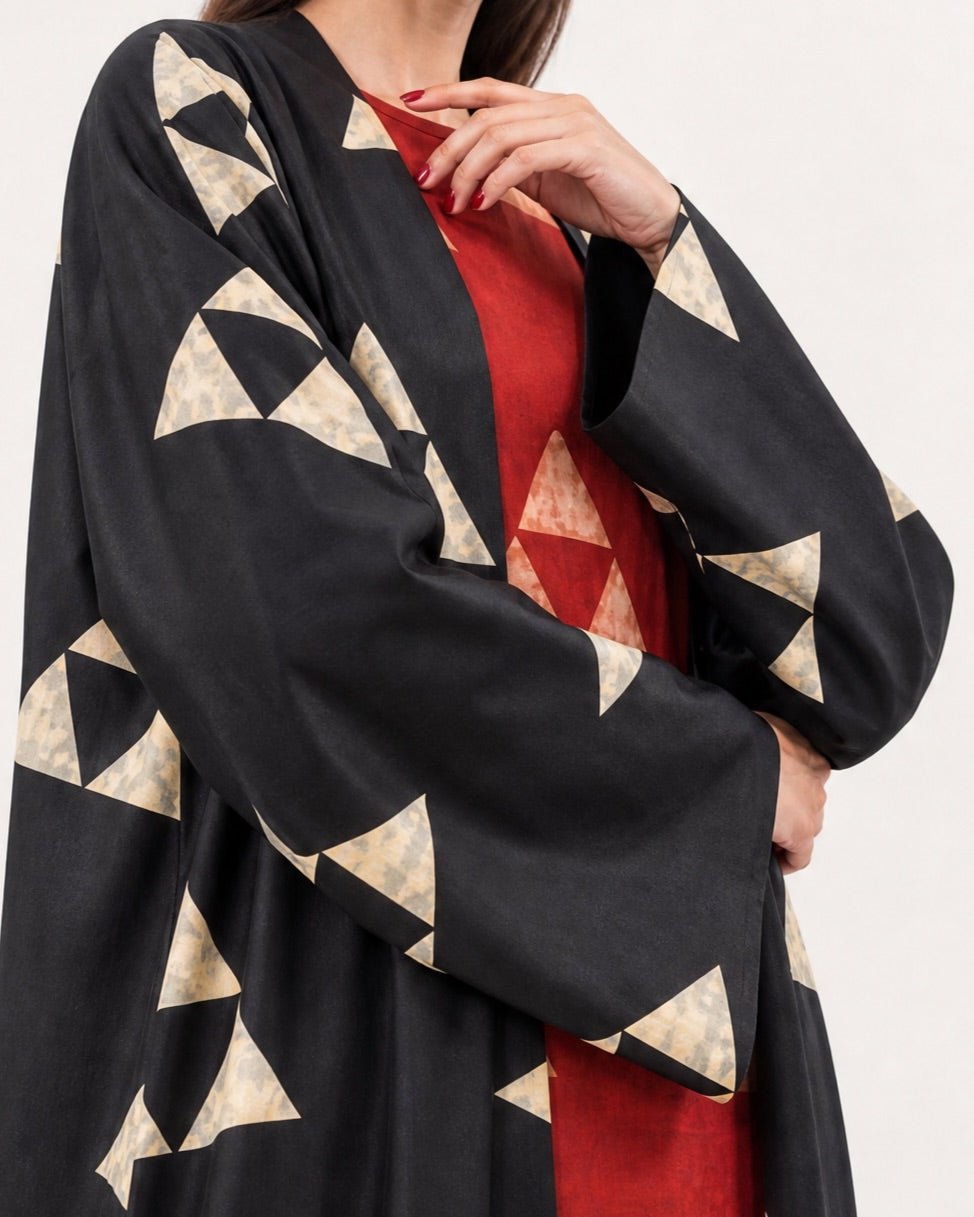 S26-S02 – Black Cotton Abaya Set - BAIT ALDANTELLE - MIRA Y MANO