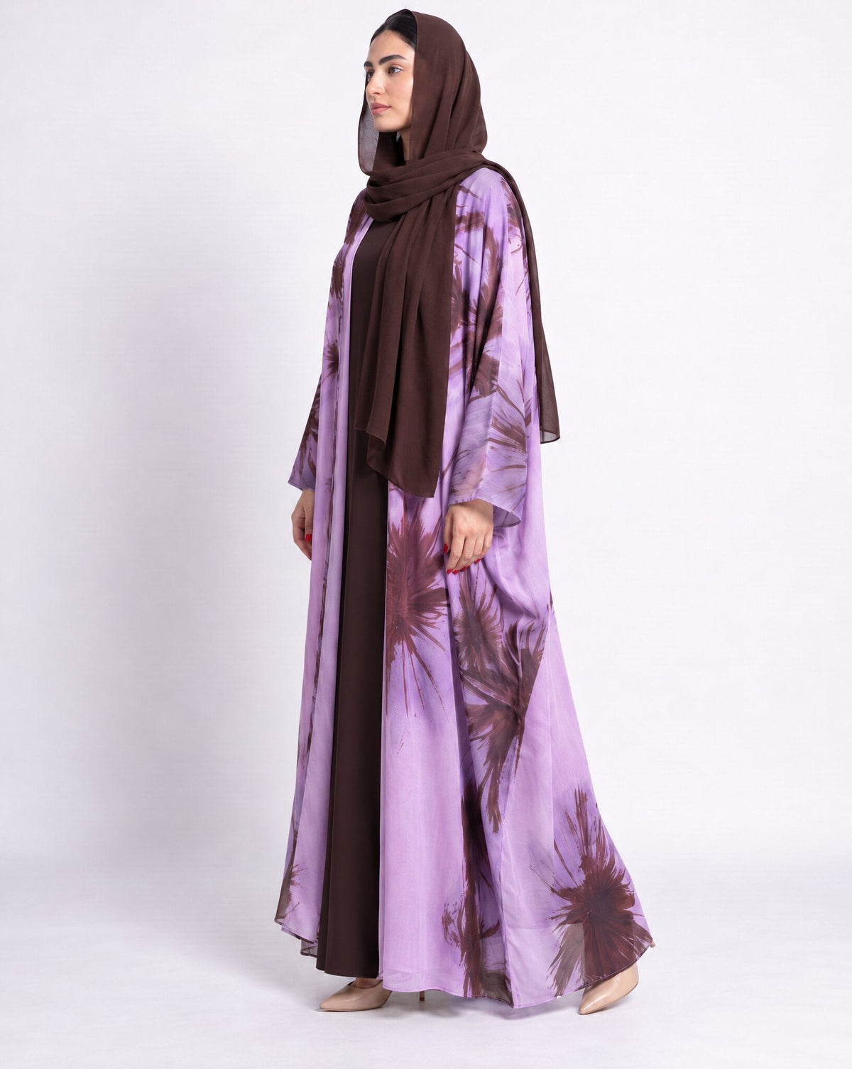 BA010P1 – Purple Chiffon Abaya - MIRA Y MANO