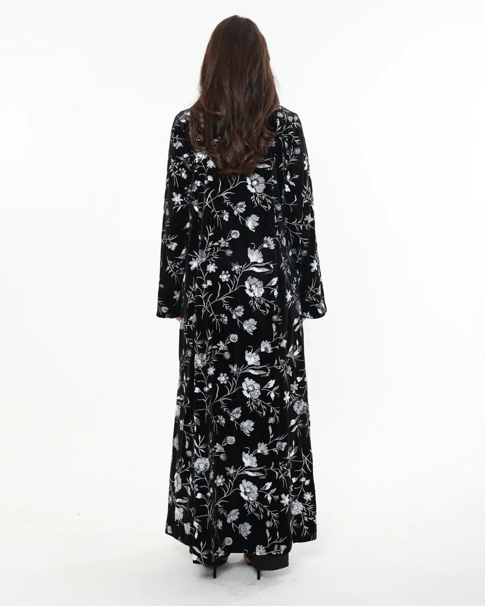 NW 2536 – Black Velvet Abaya - MIRA Y MANO