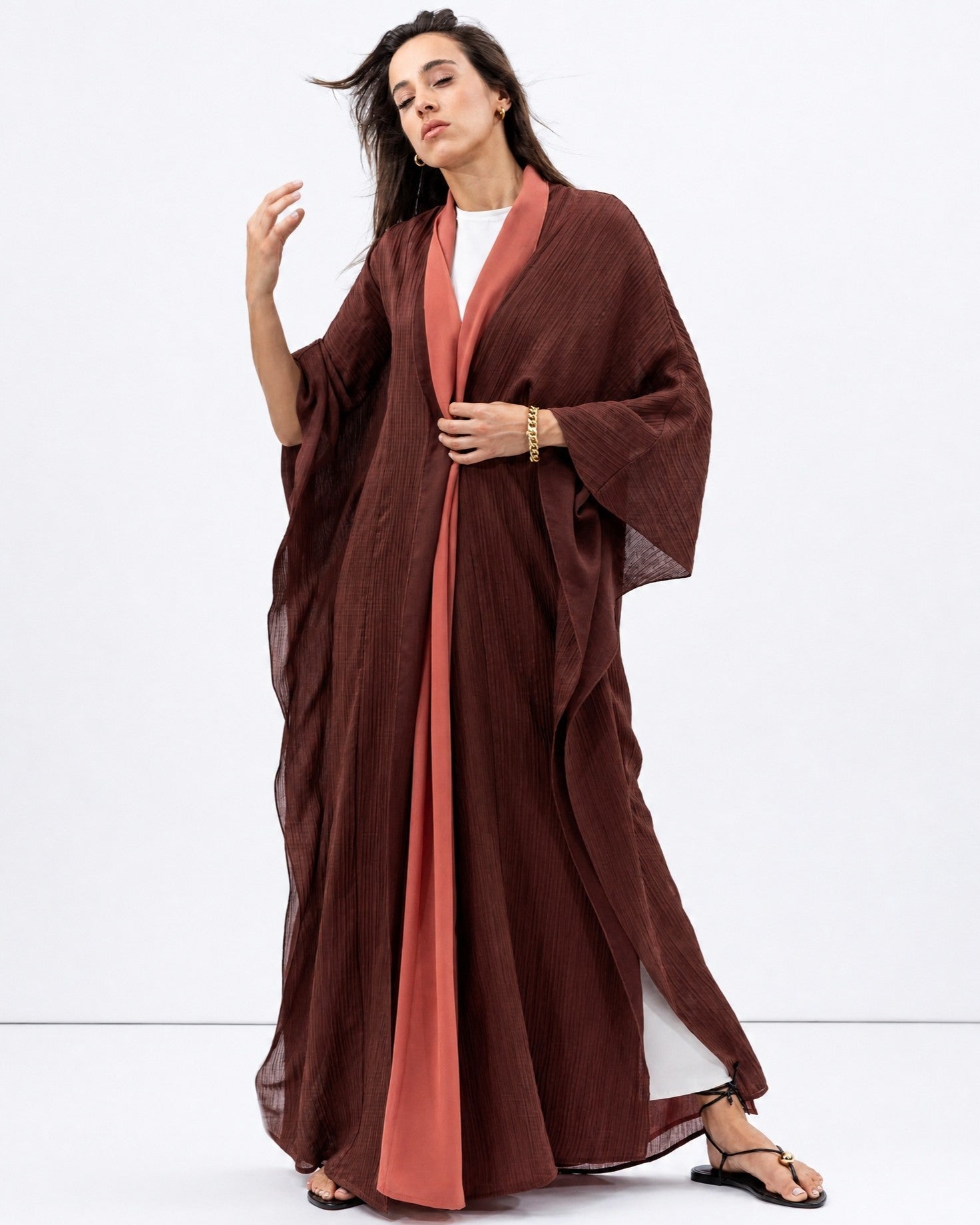 AB-FL-2LYR-DRST – Deep Rust Abaya - CHIKA - MIRA Y MANO