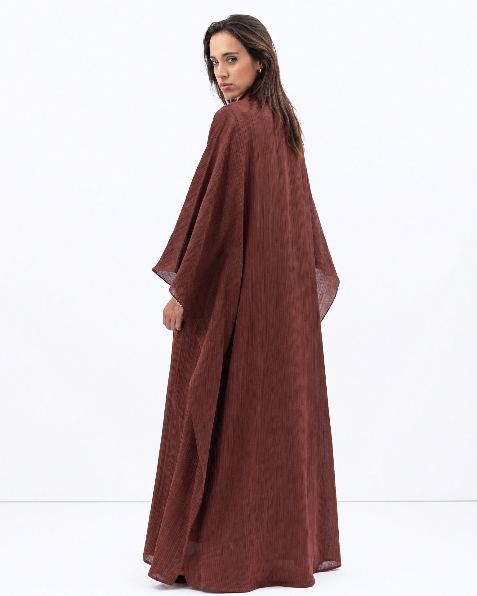 AB-FL-2LYR-DRST – Deep Rust Abaya - CHIKA - MIRA Y MANO