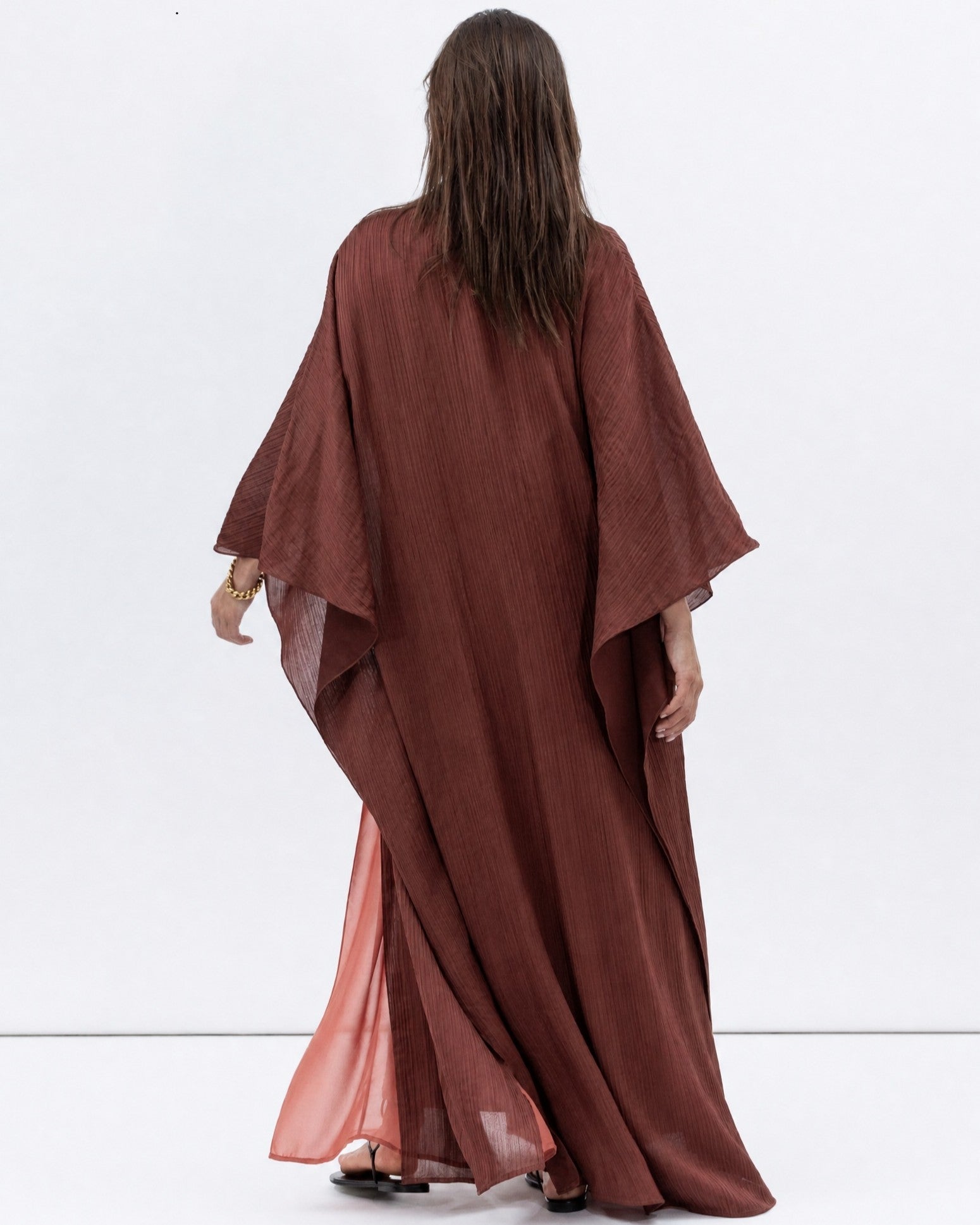 AB-FL-2LYR-DRST – Deep Rust Abaya - CHIKA - MIRA Y MANO