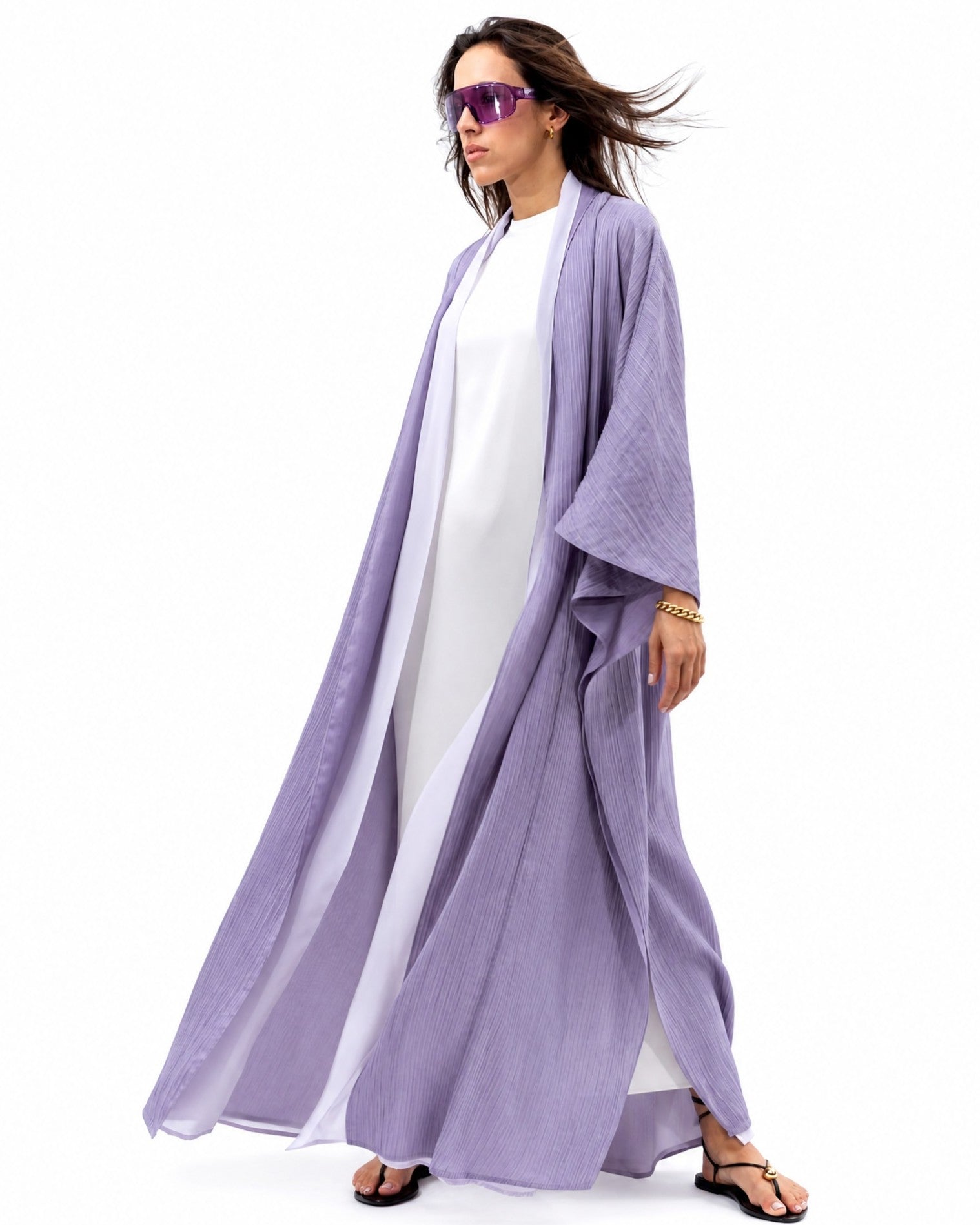 AB-FL-2LYR-LAV – Lavender Abaya - CHIKA - MIRA Y MANO