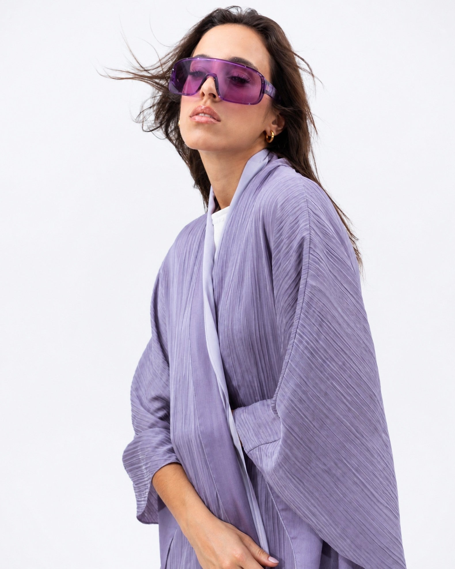 AB-FL-2LYR-LAV – Lavender Abaya - CHIKA - MIRA Y MANO