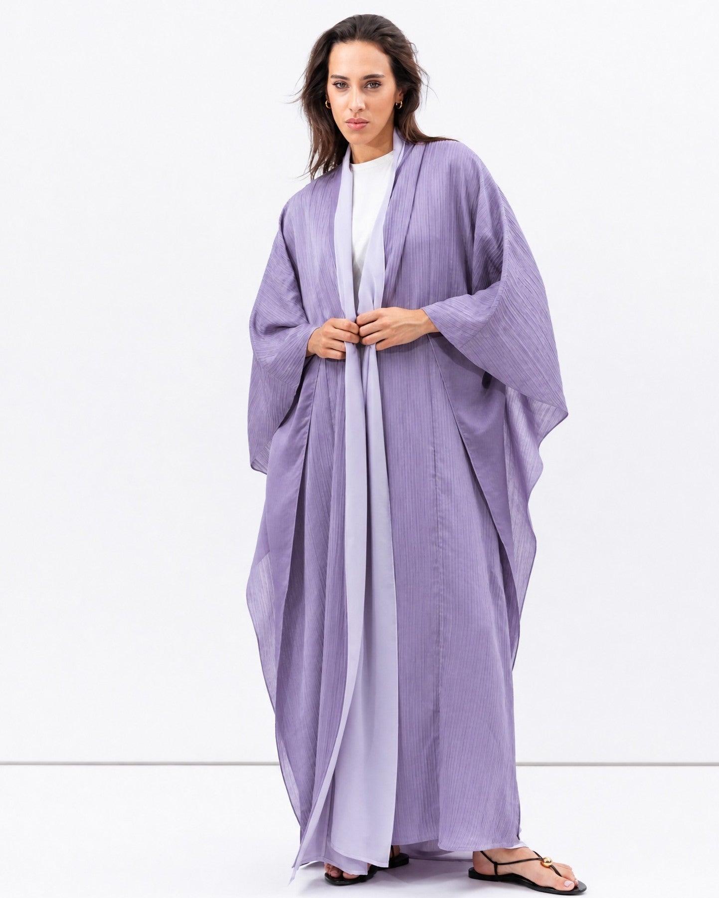 AB-FL-2LYR-LAV – Lavender Abaya - CHIKA - MIRA Y MANO