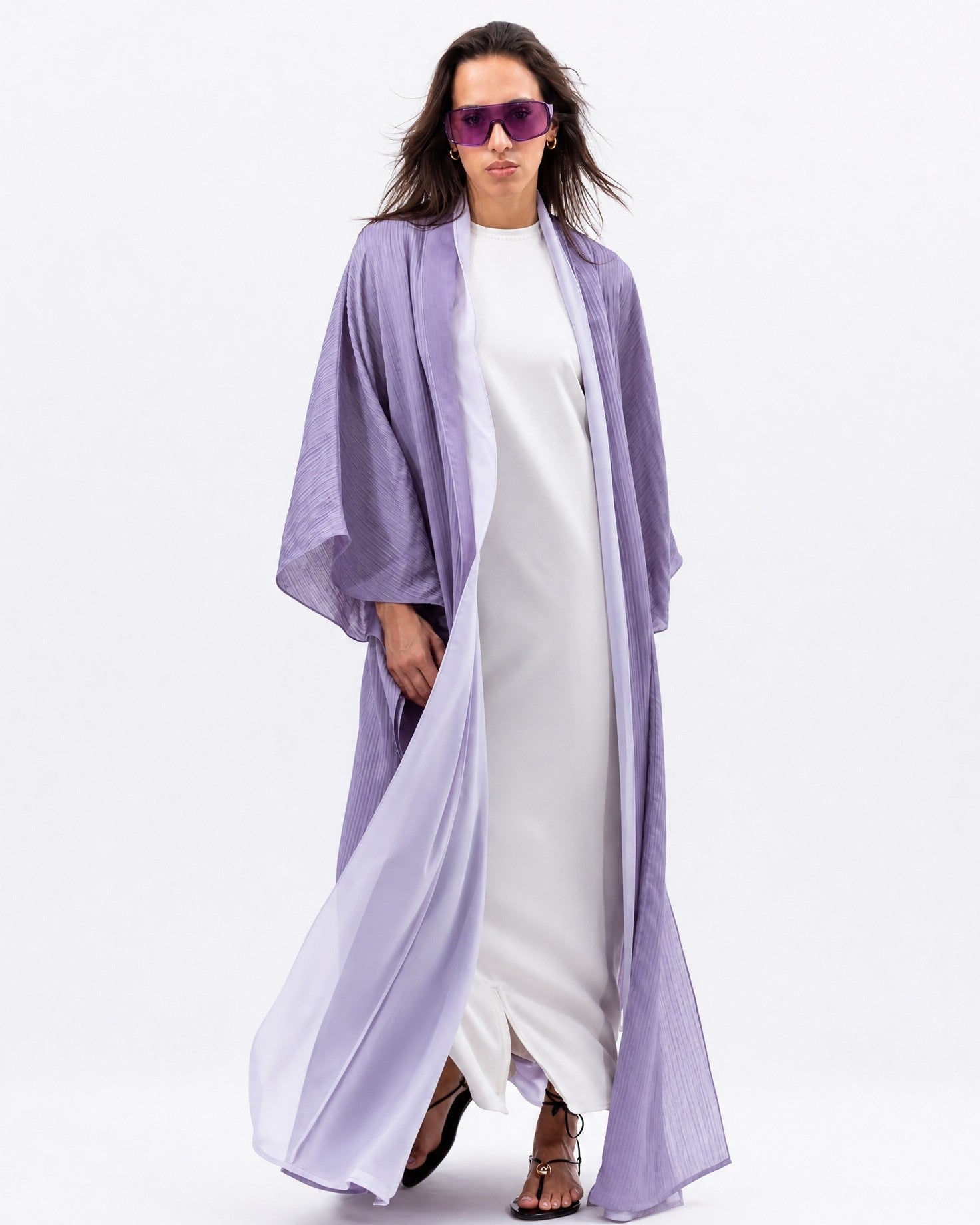 AB-FL-2LYR-LAV – Lavender Abaya - CHIKA - MIRA Y MANO