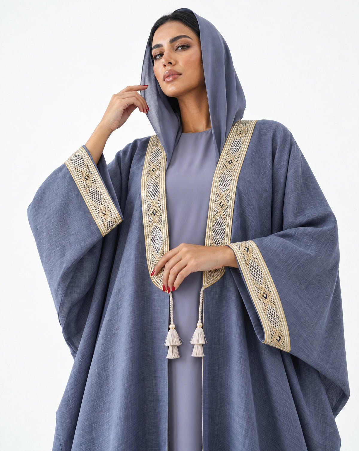 BISHIT CROSS BLUE ABAYA - DAR TARAF - MIRA Y MANO