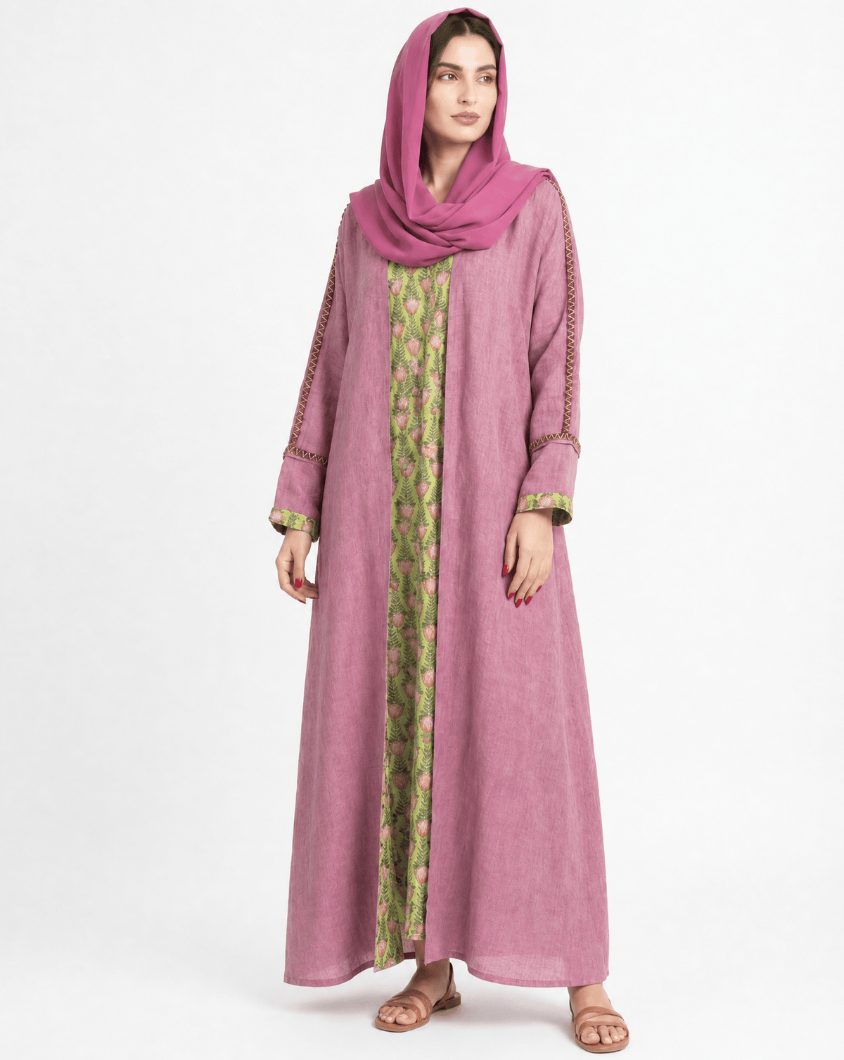 SC26TR6004-F – عباية كتان فوشيا – صورة المنتج 1