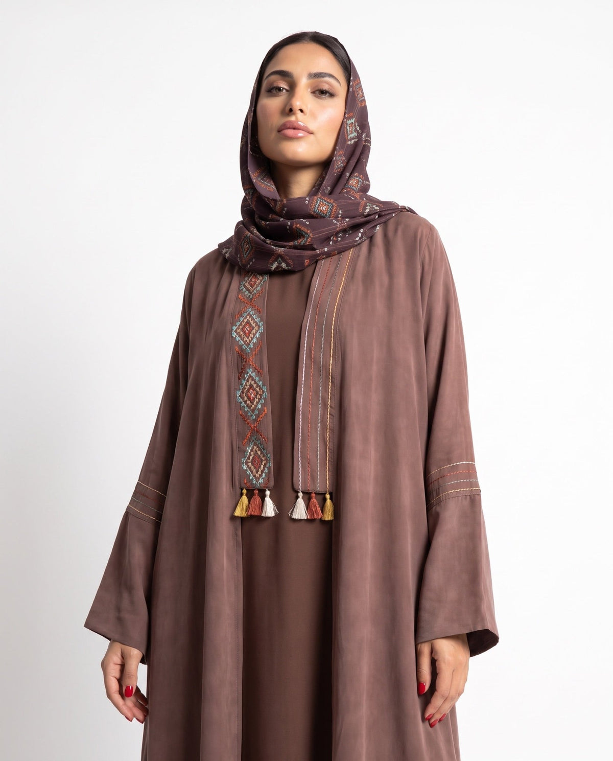SILK IN WASH WITH COLLAR PURPLE ABAYA - DAR TARAF - MIRA Y MANO