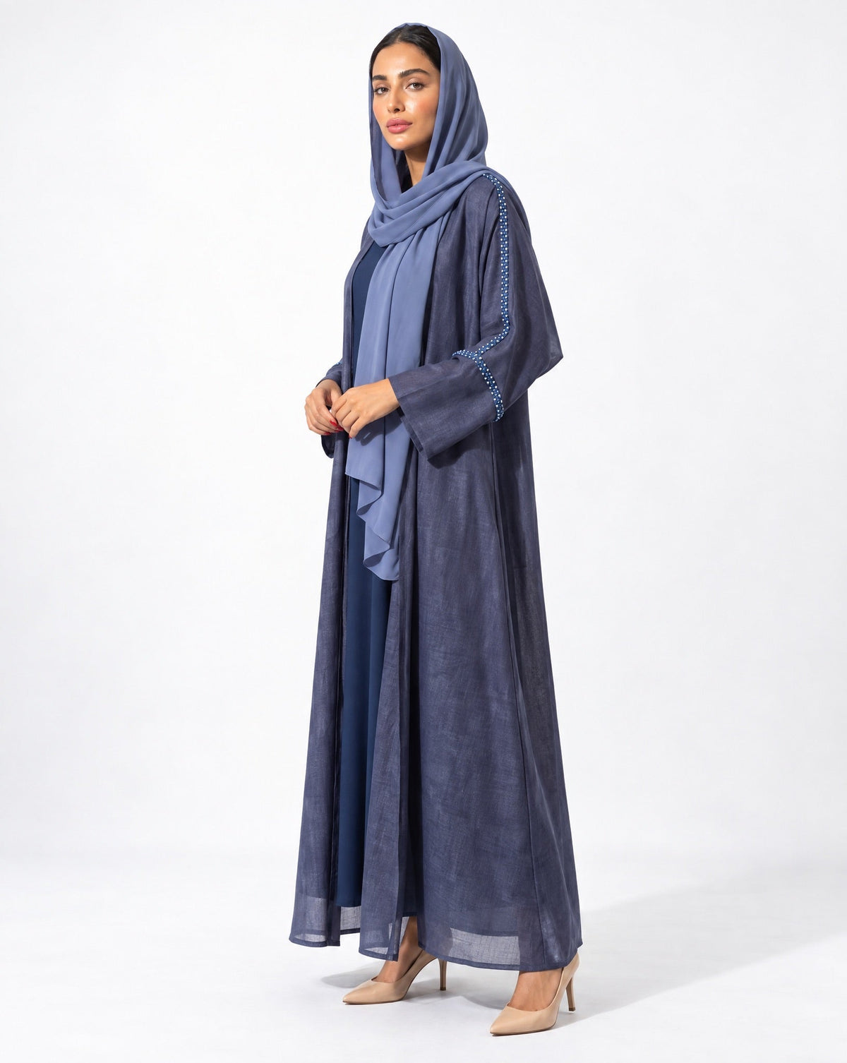 XO PRINT BLUE ABAYA - DAR TARAF - MIRA Y MANO