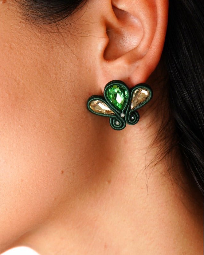 PRENDAS 6GB – Dark Green Cotton Mix Earring - DESIREA - MIRA Y MANO