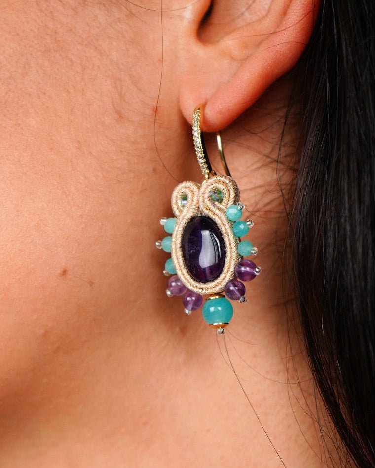 RIMAL 2E – Turquoise Cotton Mix Earring - DESIREA - MIRA Y MANO