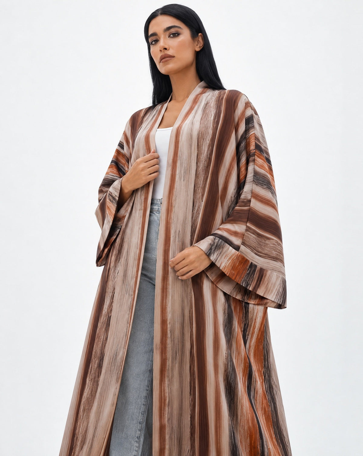 ABM26-1147A - Brown Silk Abaya - EFFA - MIRA Y MANO