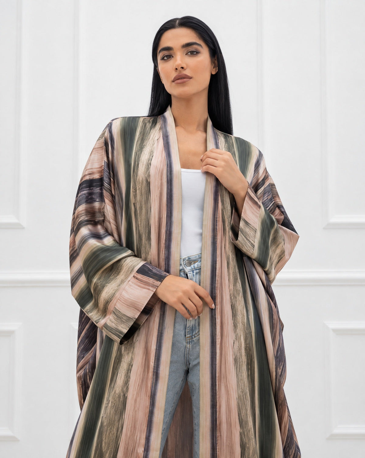 ABM26-1147C - Olive Silk Abaya - EFFA - MIRA Y MANO