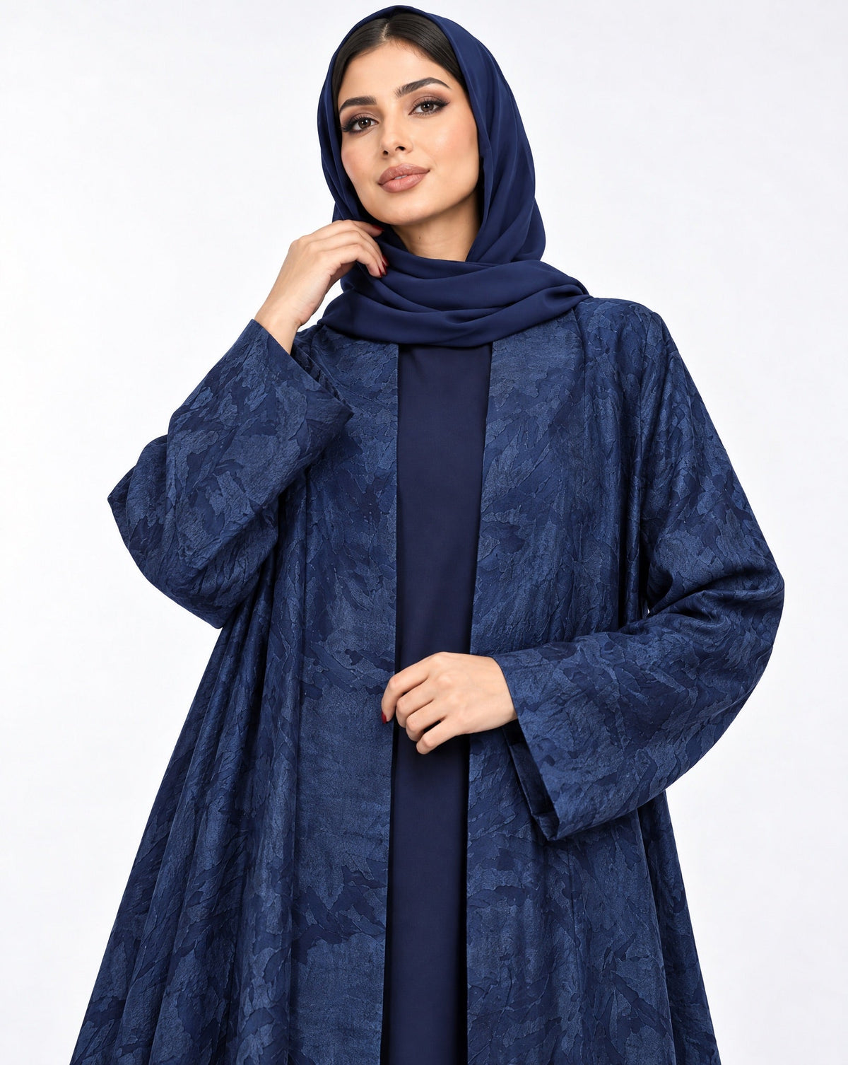 ABY 4463M - Royal Blue Washed Silk Abaya - EMAD RIZQ - MIRA Y MANO