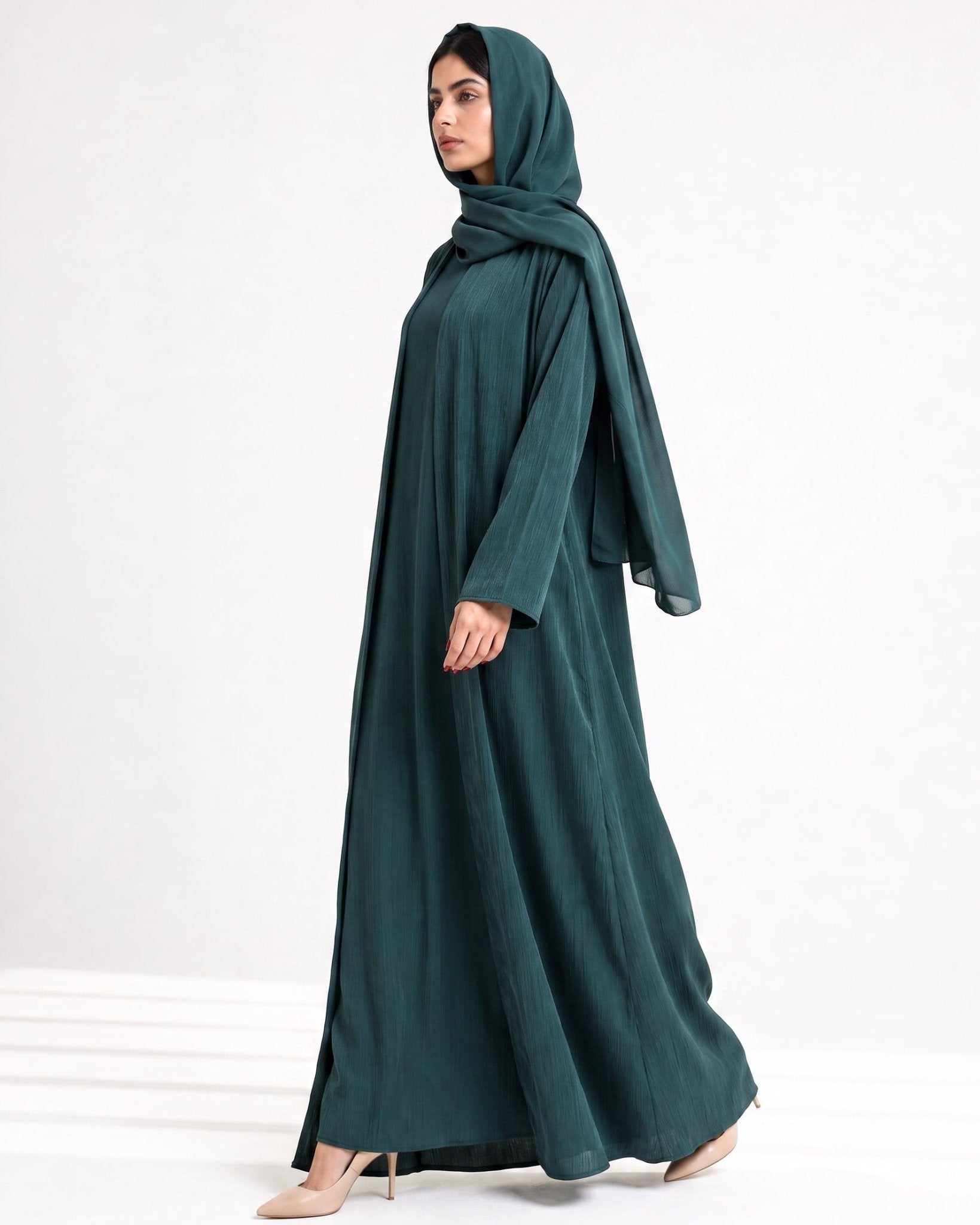 ABY 4469M-GR – Navy Washed Silk Abaya - EMAD RIZQ - MIRA Y MANO