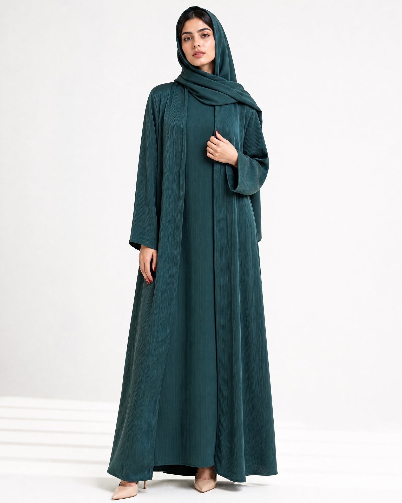 ABY 4469M-GR – Navy Washed Silk Abaya - EMAD RIZQ - MIRA Y MANO