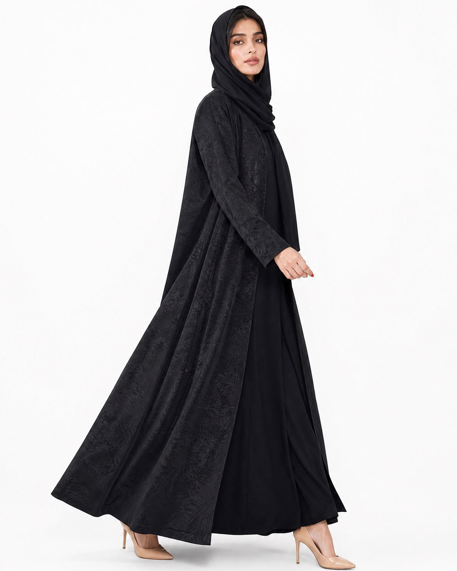 ABY 4636M – Black Silk Abaya - EMAD RIZQ - MIRA Y MANO