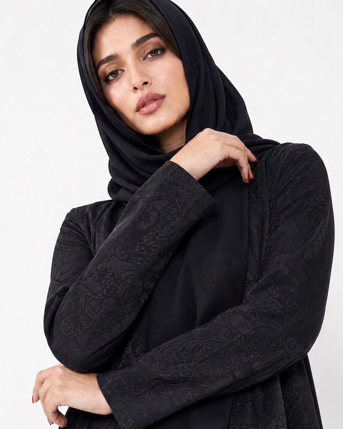 ABY 4636M – Black Silk Abaya - EMAD RIZQ - MIRA Y MANO