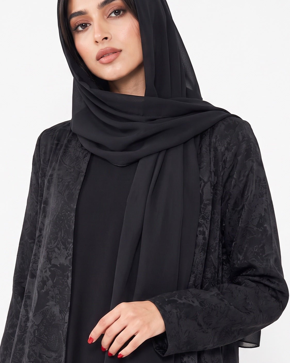 ABY 4636M – Black Silk Abaya - EMAD RIZQ - MIRA Y MANO