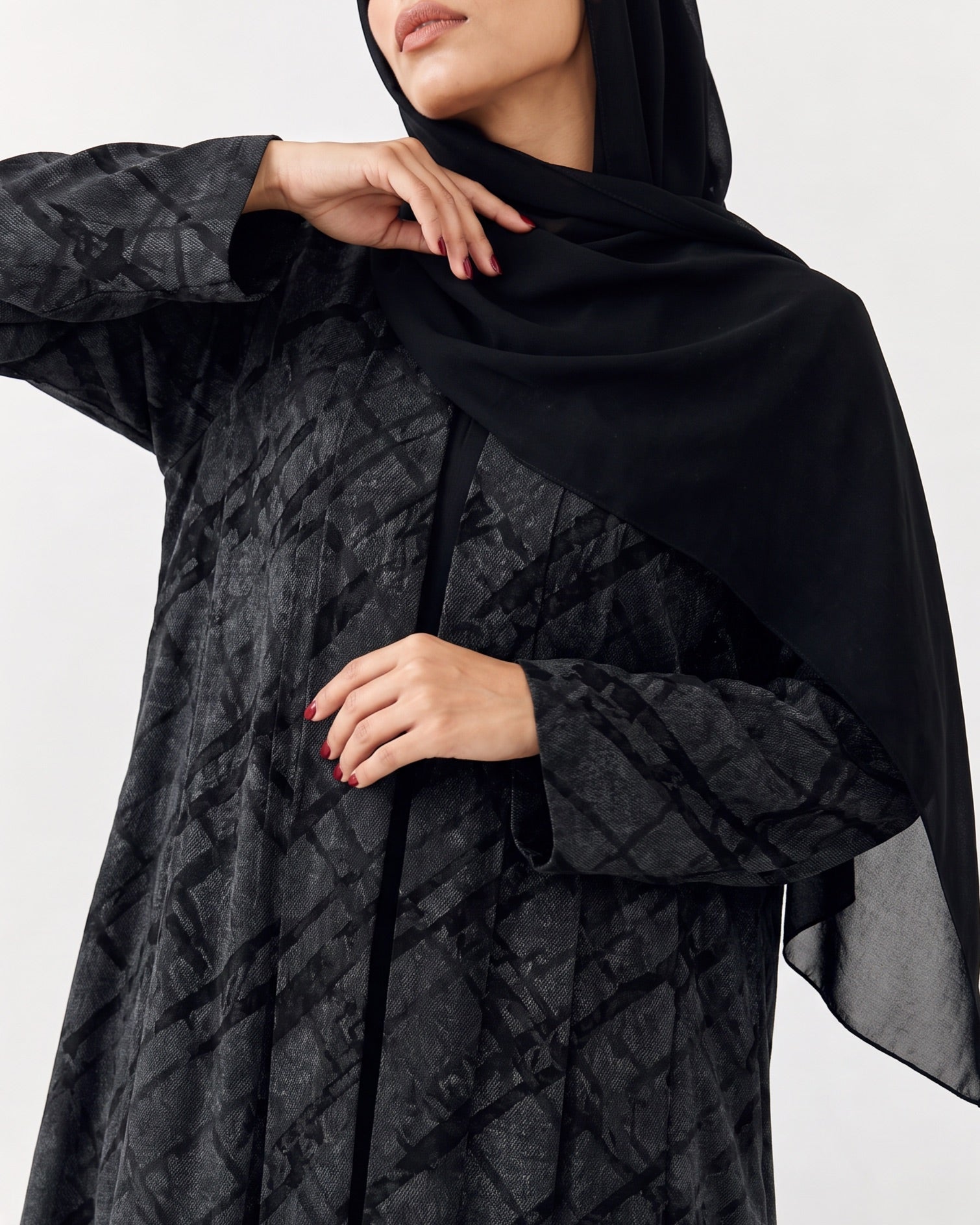 ABY 4674M – Black Washed Silk Abaya - EMAD RIZQ - MIRA Y MANO