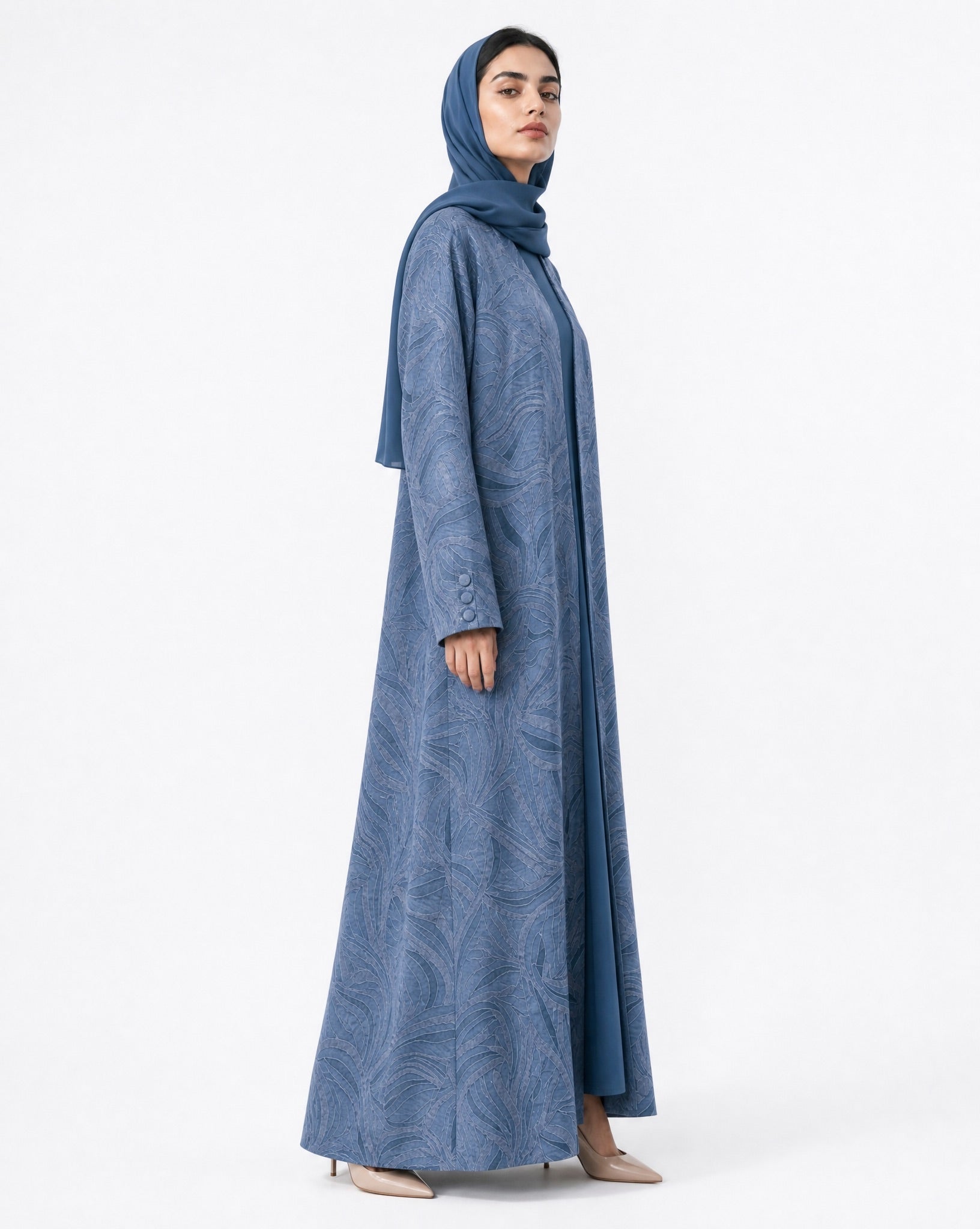 ABY 4681M – Blue Linen Abaya - EMAD RIZQ - MIRA Y MANO