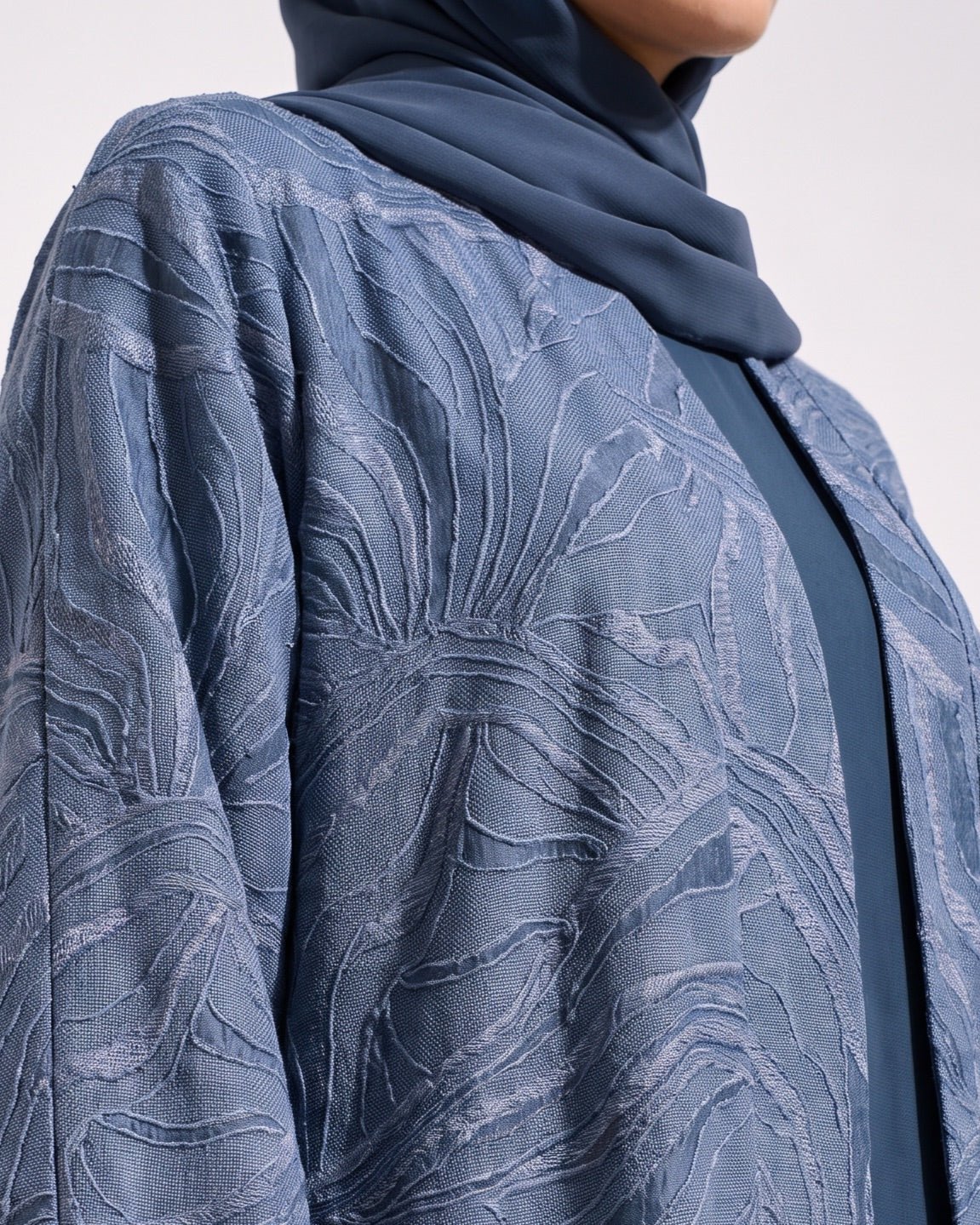 ABY 4681M – Blue Linen Abaya - EMAD RIZQ - MIRA Y MANO