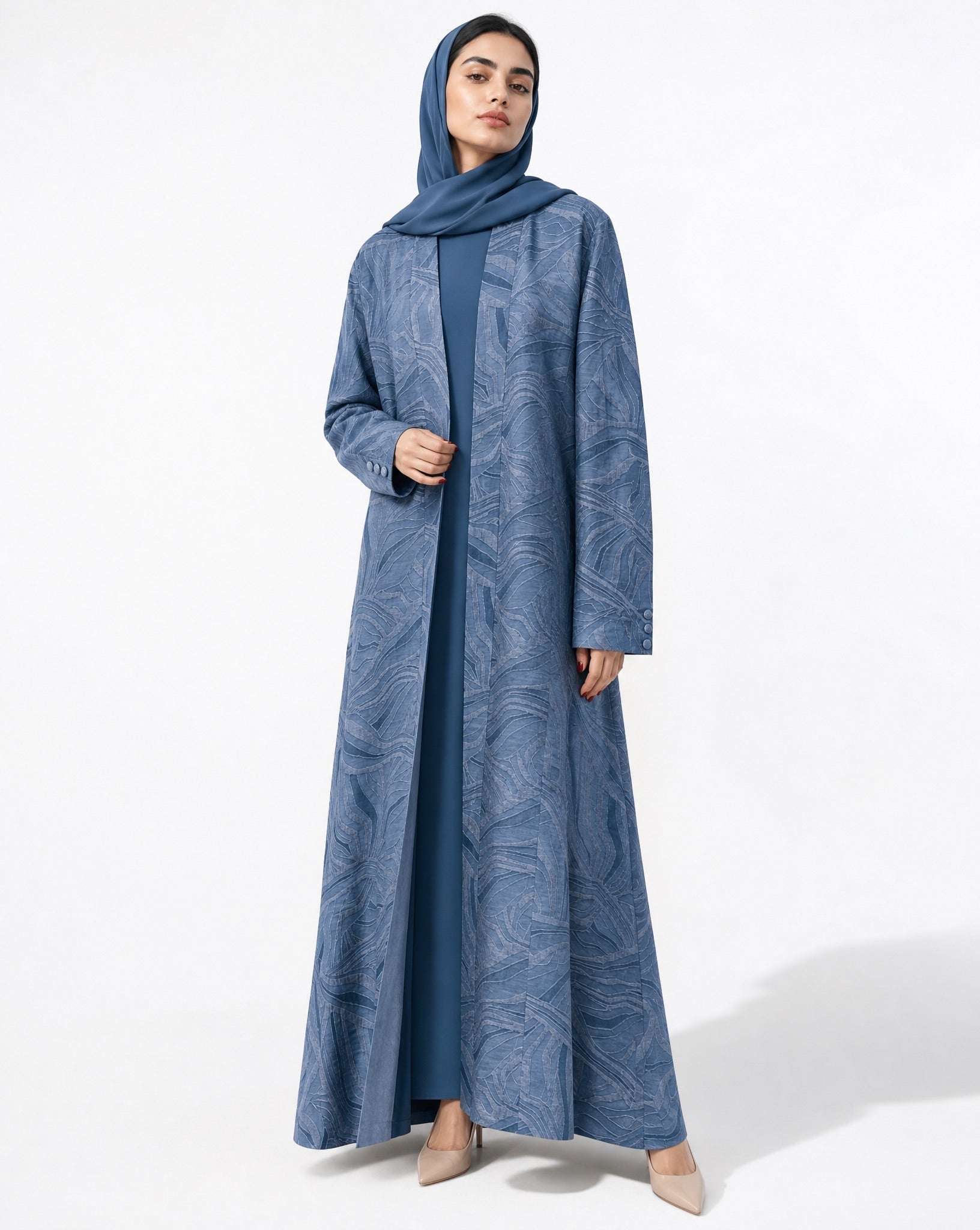 ABY 4681M – Blue Linen Abaya - EMAD RIZQ - MIRA Y MANO