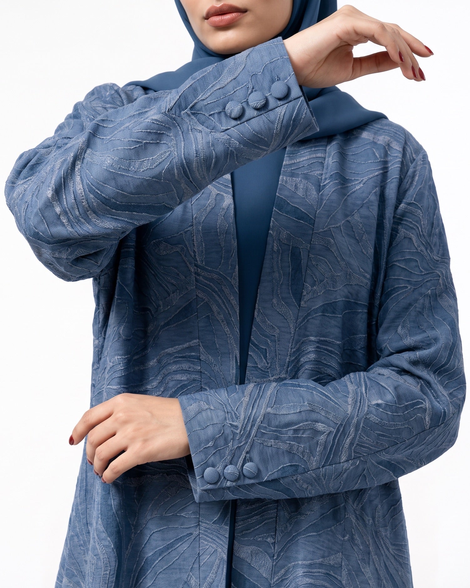 ABY 4681M – Blue Linen Abaya - EMAD RIZQ - MIRA Y MANO