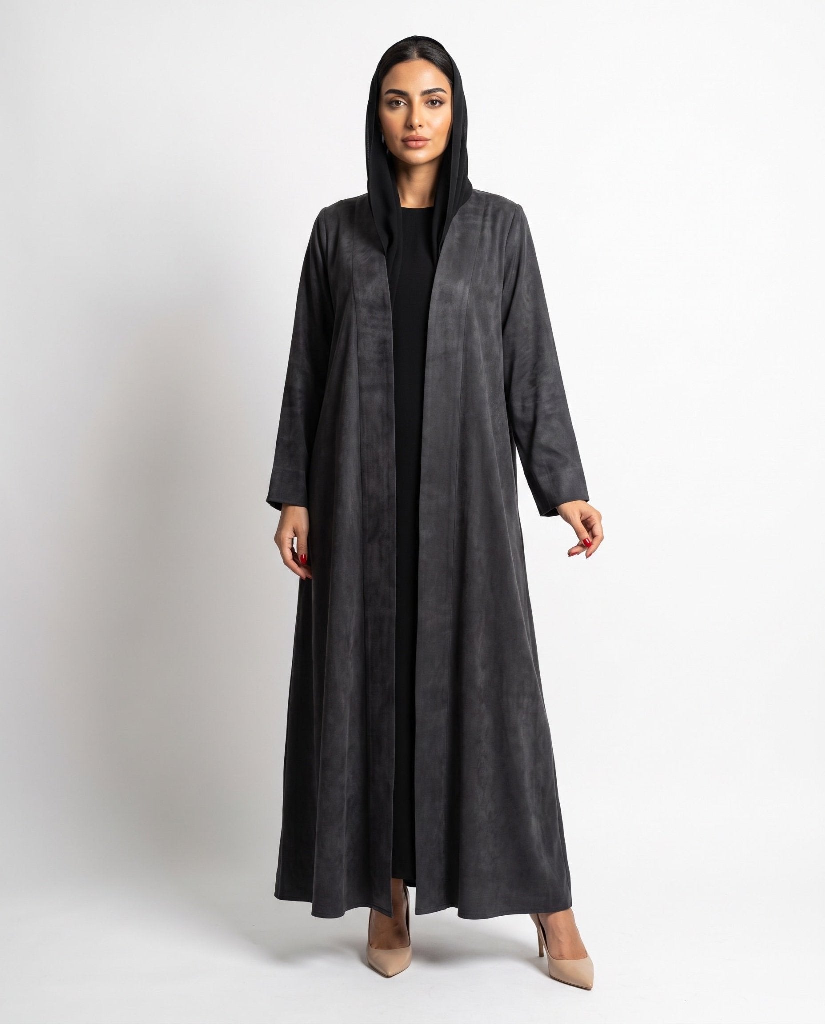 ABY 4694M - Black Washed Silk Abaya - EMAD RIZQ - MIRA Y MANO